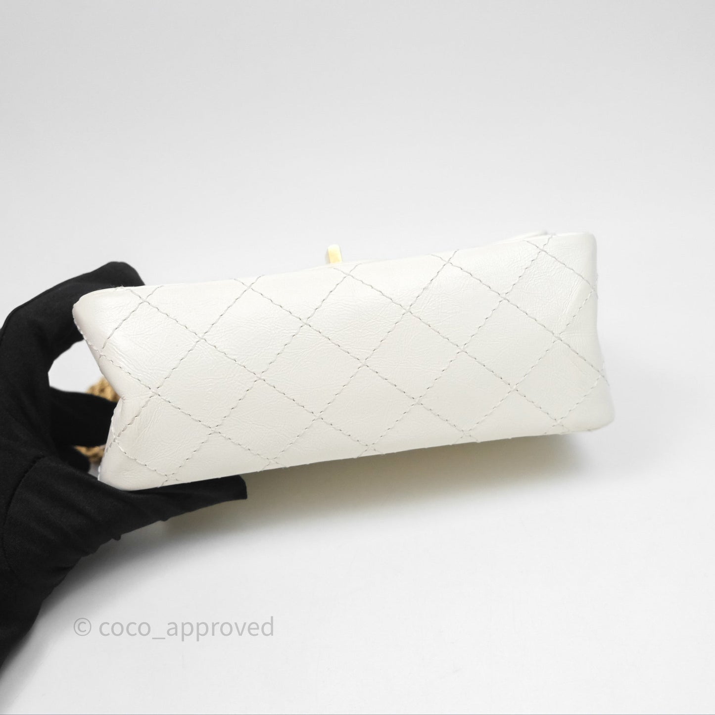 Chanel Mini Reissue 224 Ivory White Aged Calfskin Aged Gold Hardware