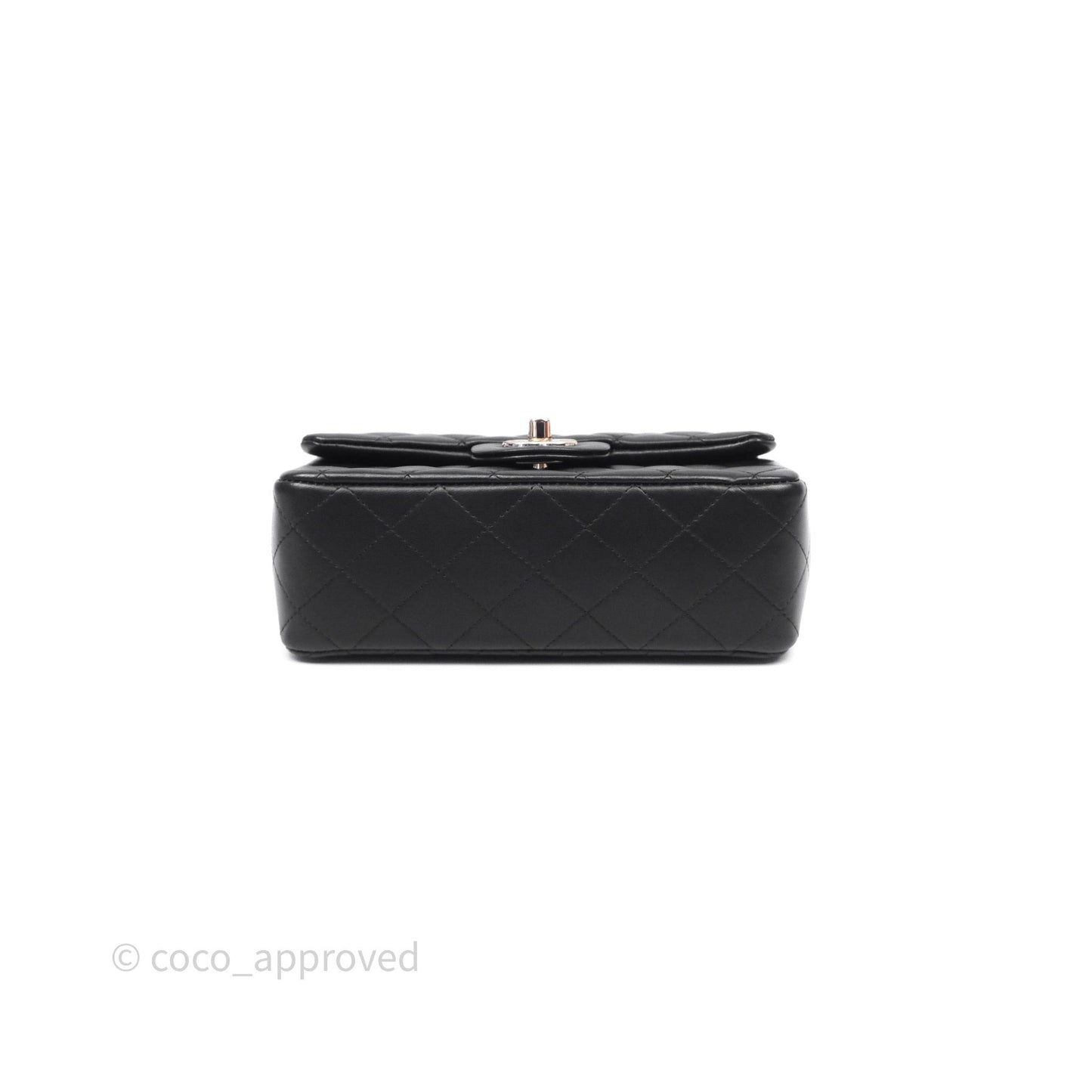Chanel Top Handle Mini Rectangular Flap With Lion Charm Black Lambskin Gold Hardware