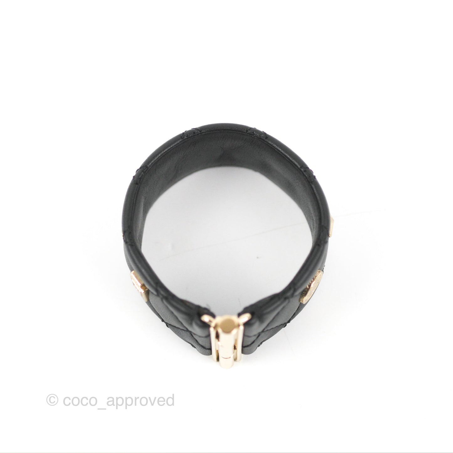 Chanel Leather CC Cuff Bracelet Black 20C