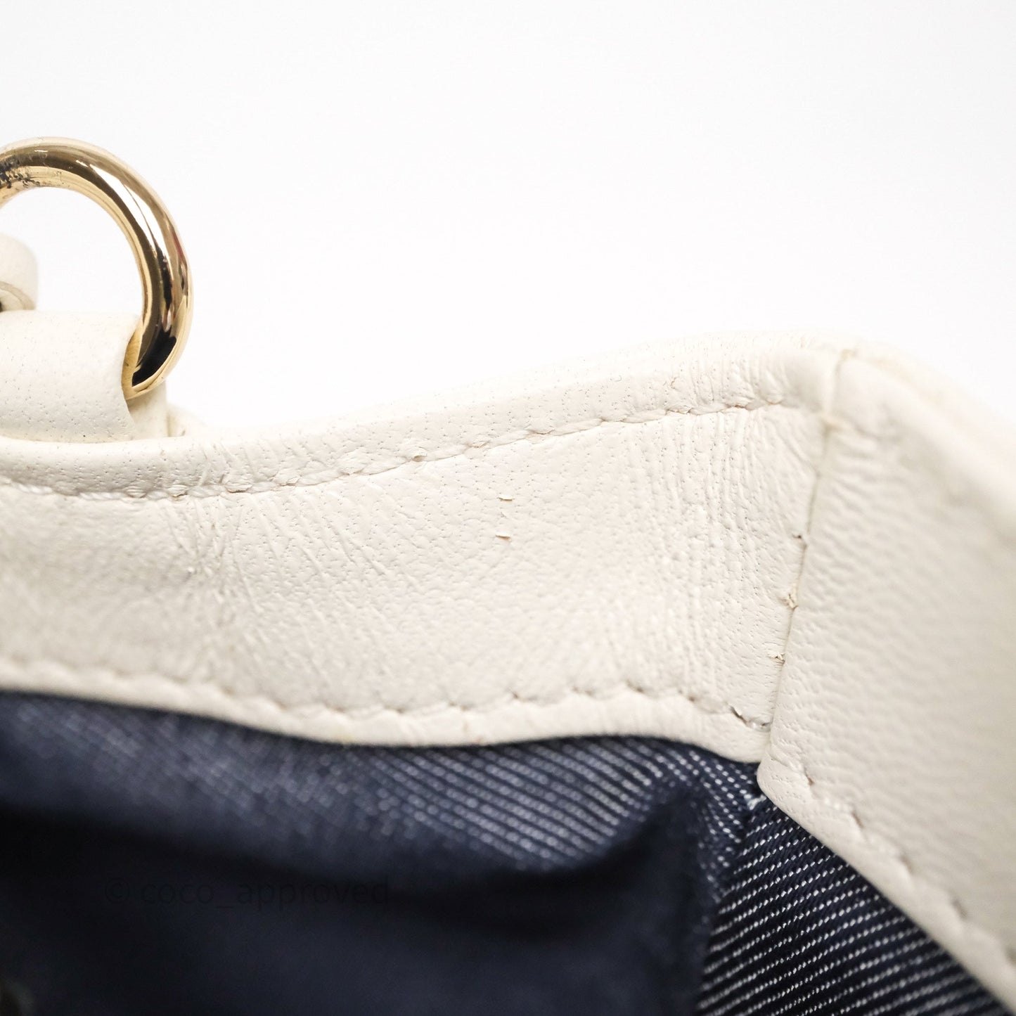 Chanel CC Mania Flap Bag White Lambskin Gold Hardware