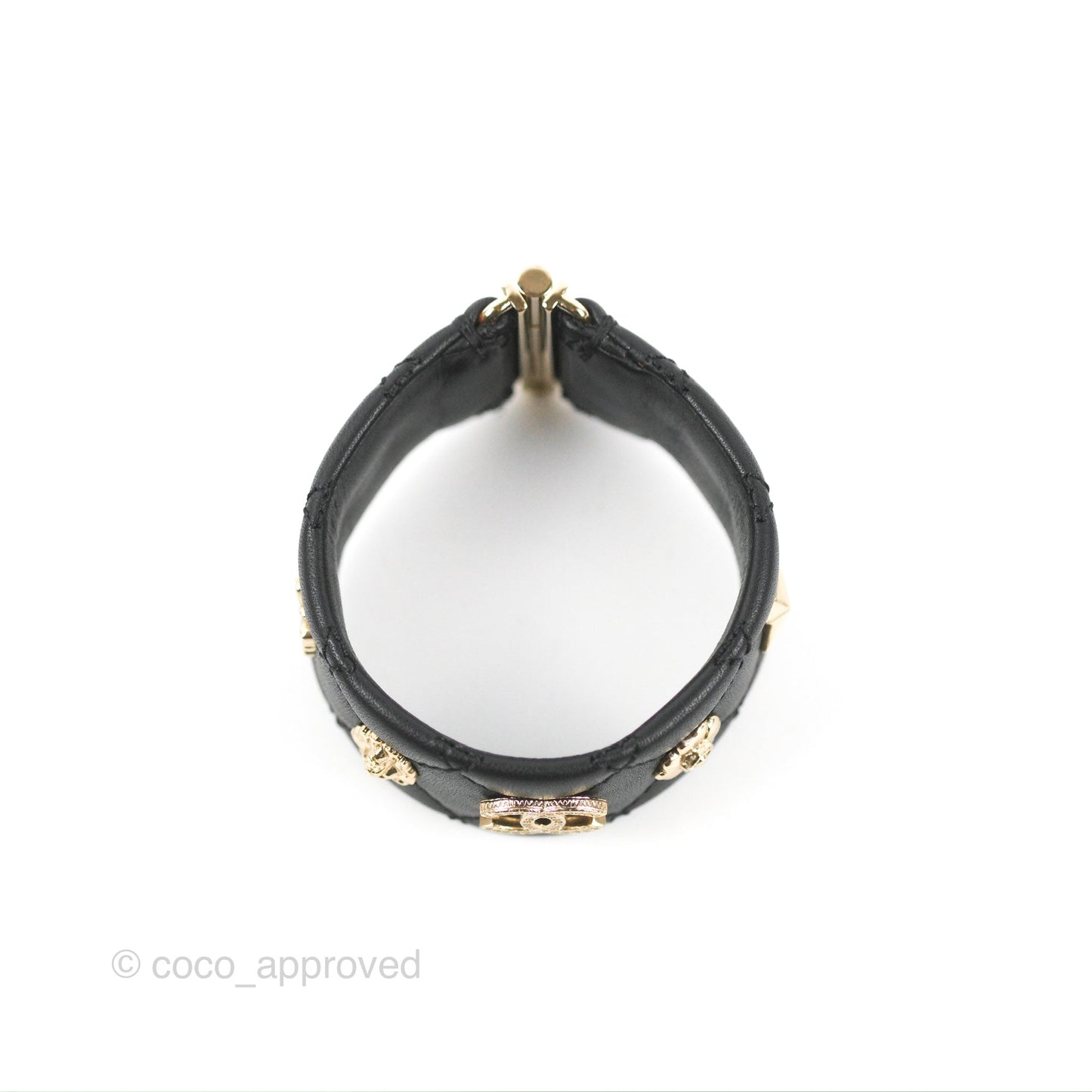 Chanel Leather CC Cuff Bracelet Black 20C