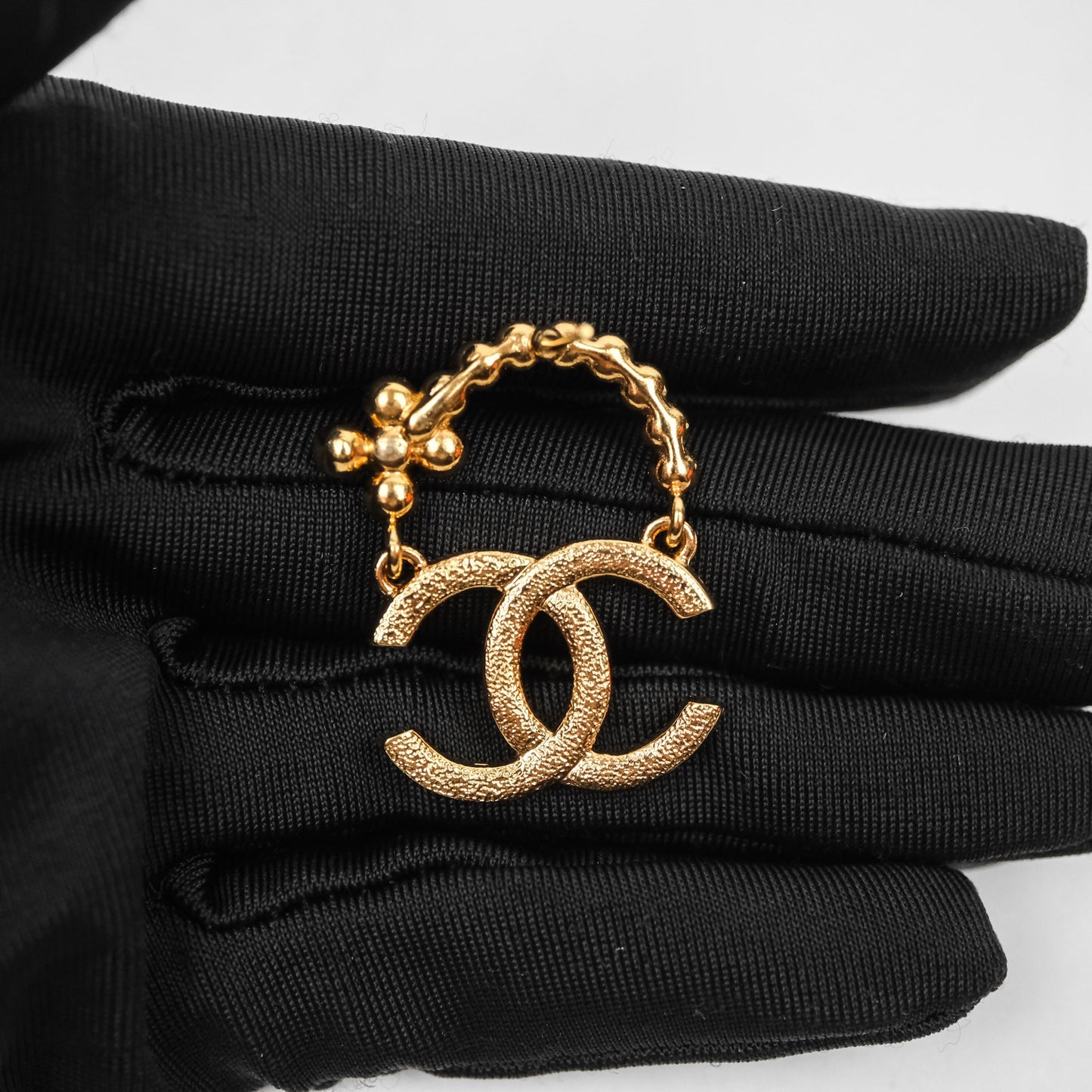 Chanel CC Floral Dangle Black And Gold Earrings 23A