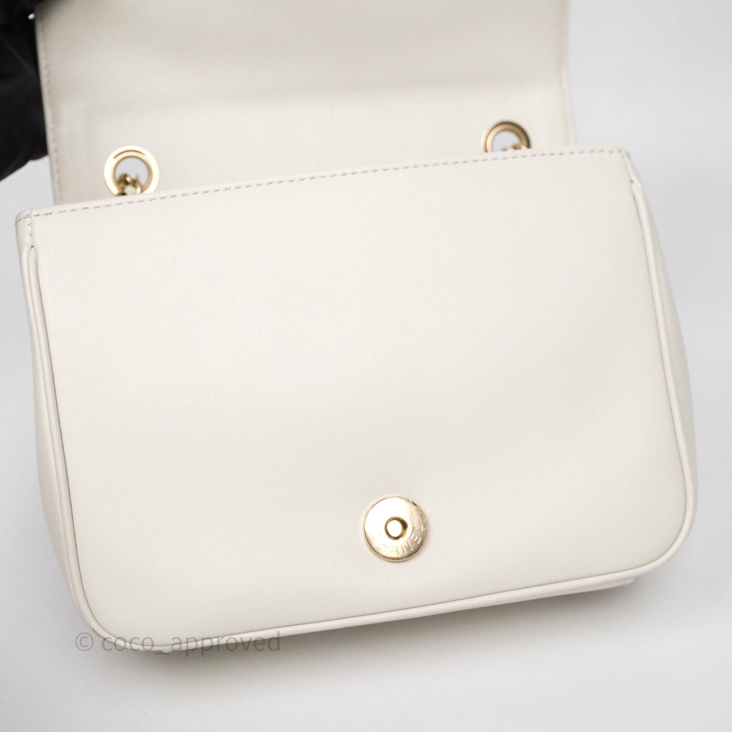Chanel CC Mania Flap Bag White Lambskin Gold Hardware