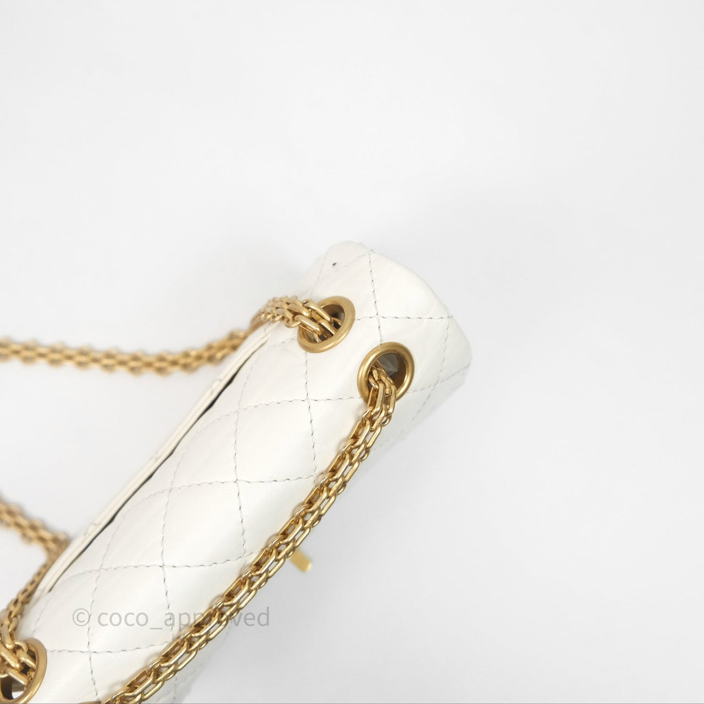 Chanel Mini Reissue 224 Ivory White Aged Calfskin Aged Gold Hardware