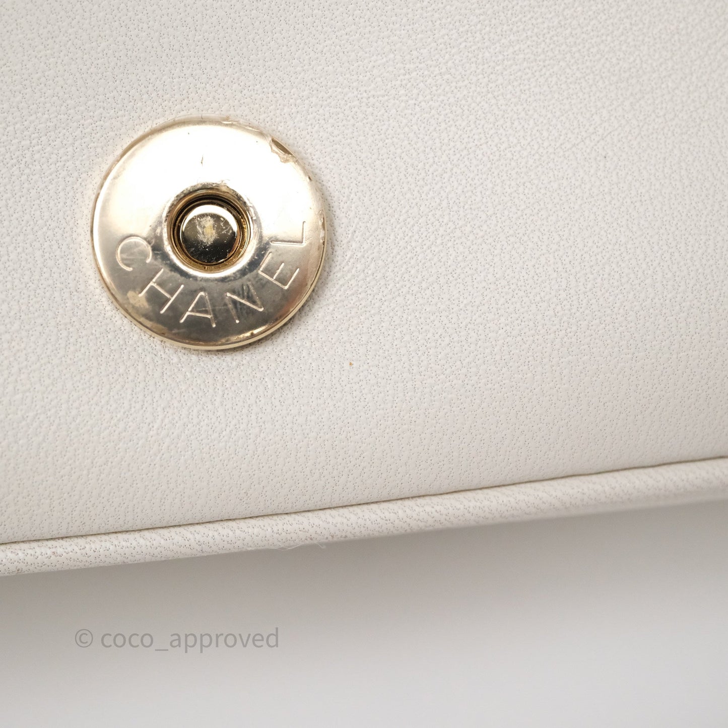 Chanel CC Mania Flap Bag White Lambskin Gold Hardware