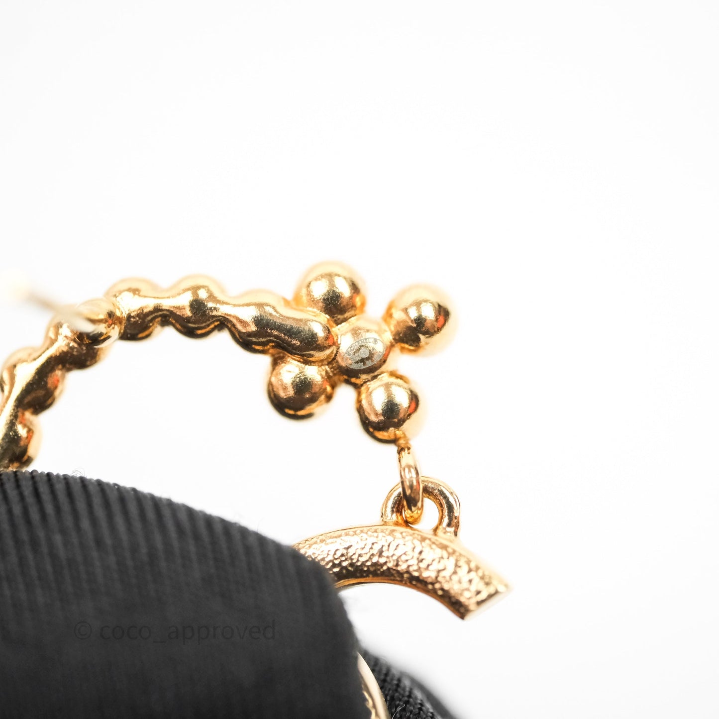 Chanel CC Floral Dangle Black And Gold Earrings 23A