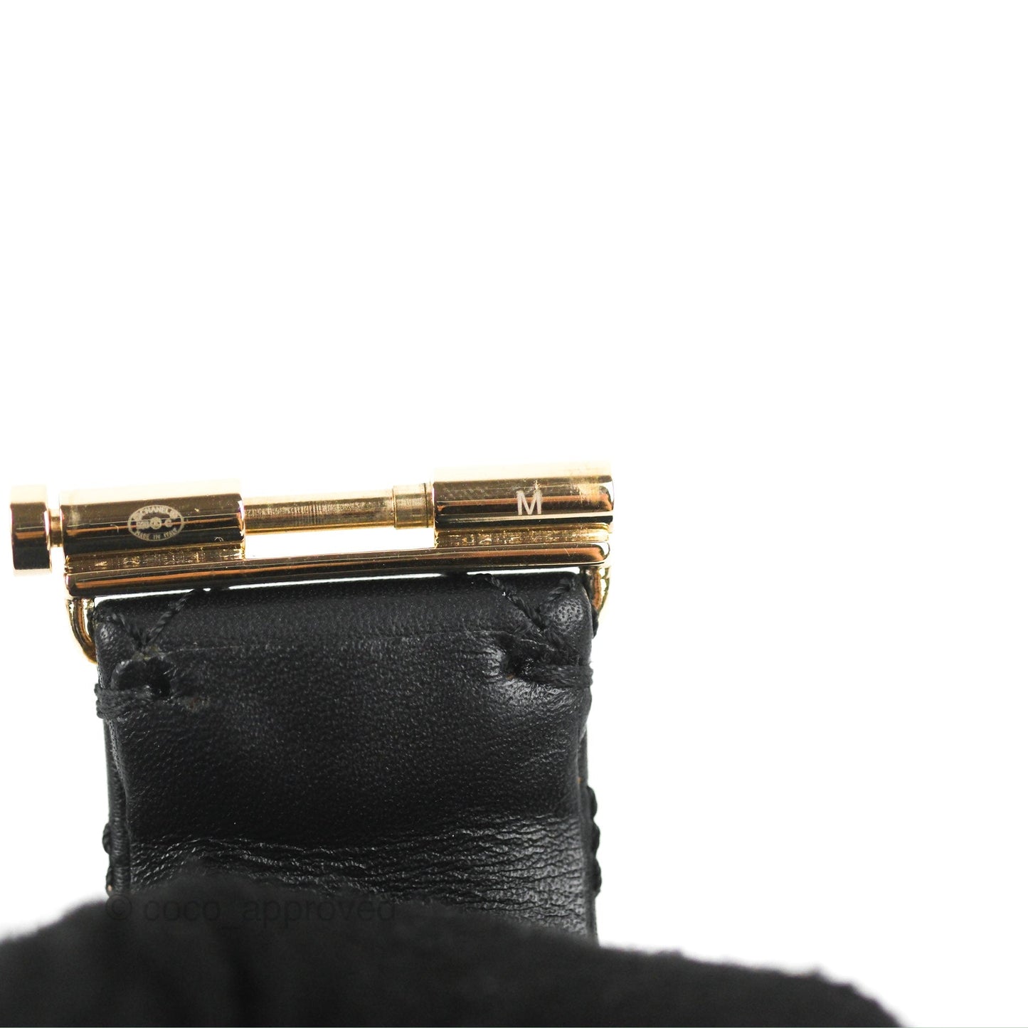 Chanel Leather CC Cuff Bracelet Black 20C