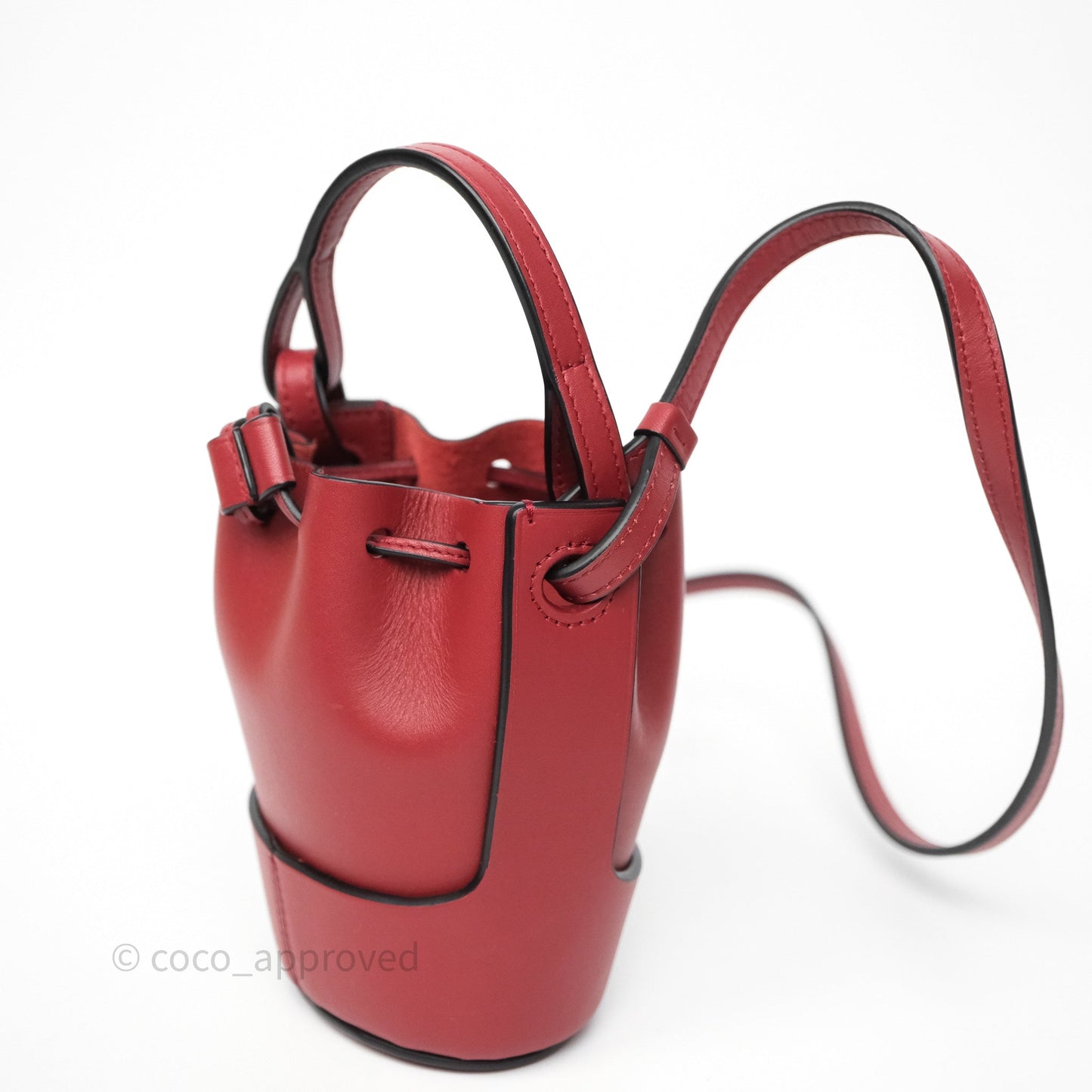 Loewe Nano Balloon Bucket Bag Deep Red Calfskin
