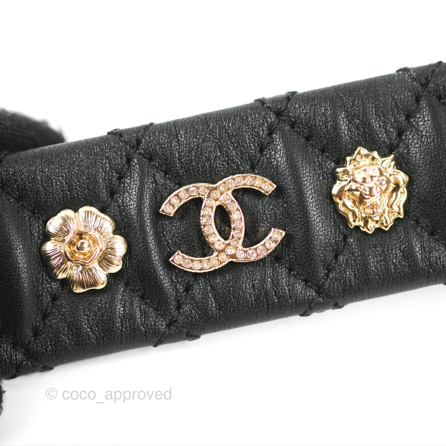 Chanel Leather CC Cuff Bracelet Black 20C