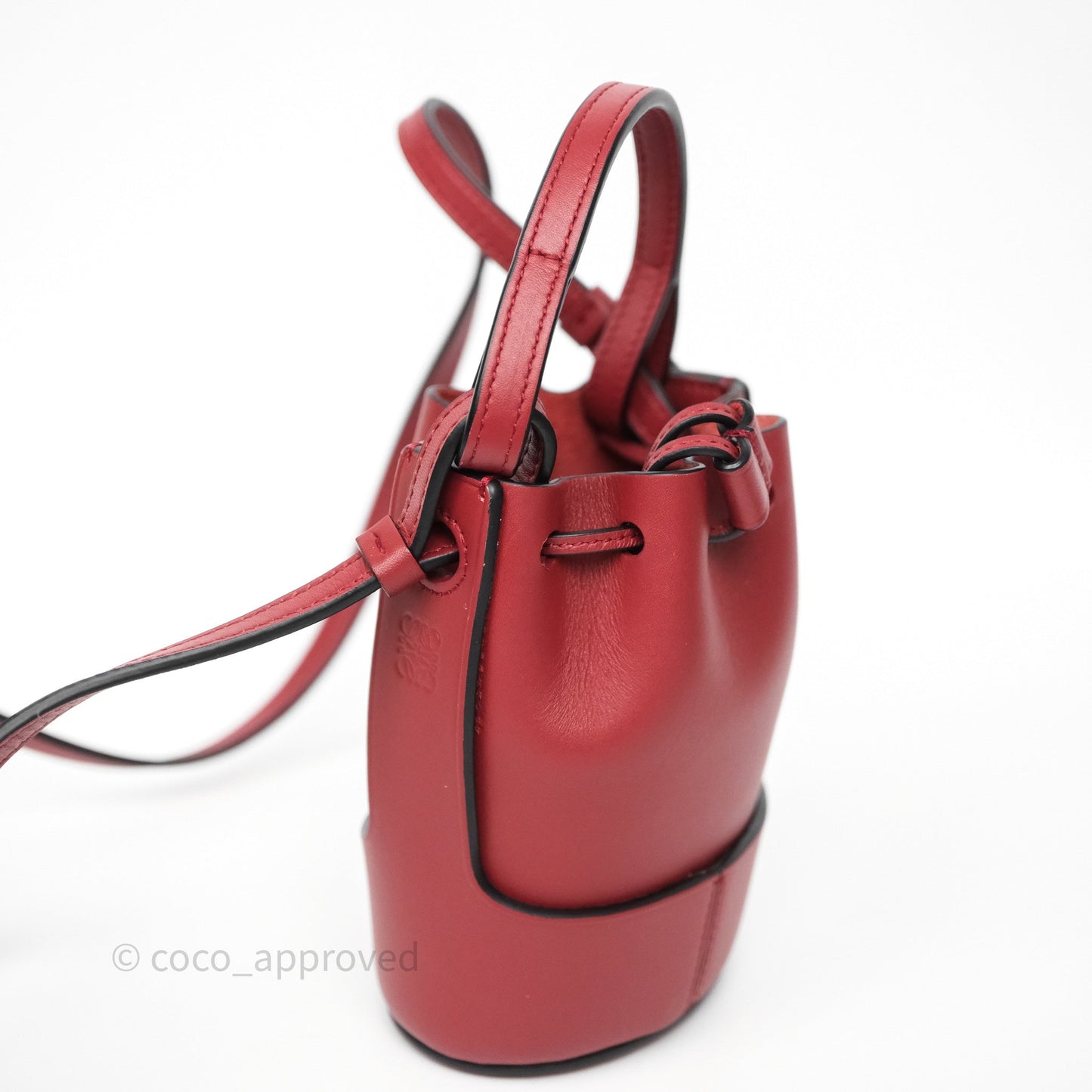 Loewe Nano Balloon Bucket Bag Deep Red Calfskin