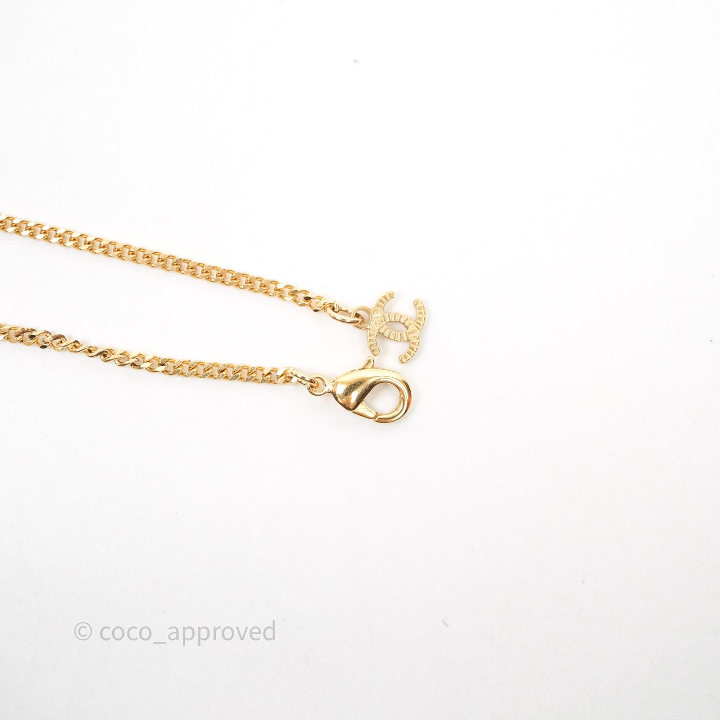 Chanel Crystal CC Necklace Gold Tone 20A