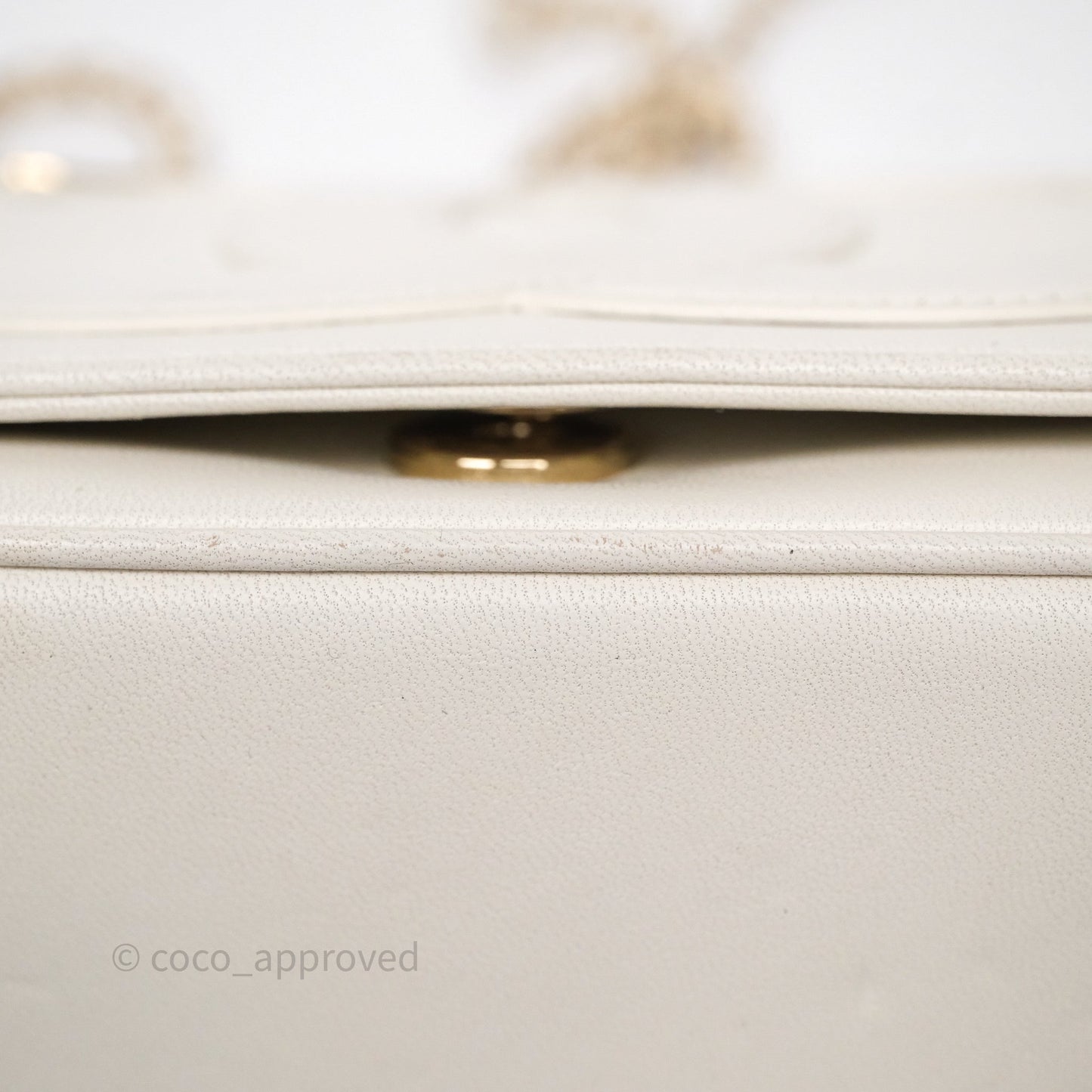 Chanel CC Mania Flap Bag White Lambskin Gold Hardware