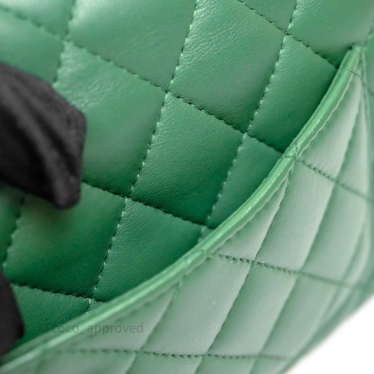 Chanel Mini Rectangular Quilted Lambskin Flap Bag Green Silver Hardware