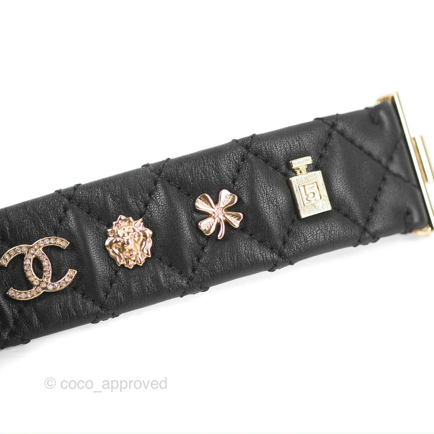 Chanel Leather CC Cuff Bracelet Black 20C