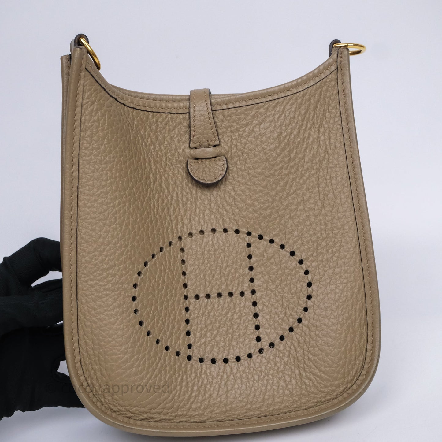 Hermès Mini Evelyne 16 Beige Marfa 8Q Clemence Gold Hardware