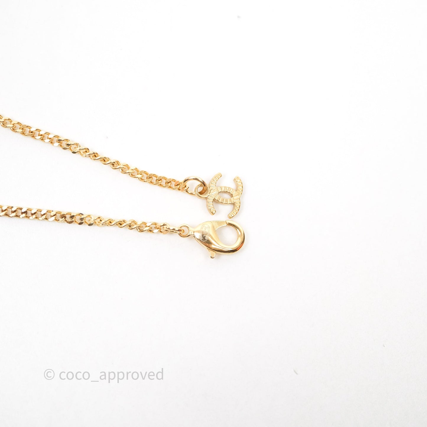 Chanel Crystal CC Necklace Gold Tone 20A