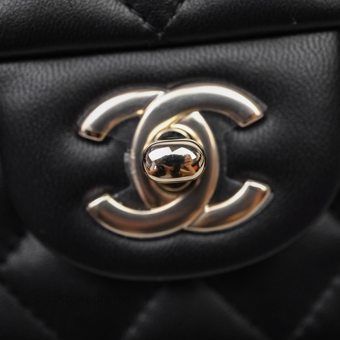 Chanel Top Handle Mini Rectangular Flap With Lion Charm Black Lambskin Gold Hardware