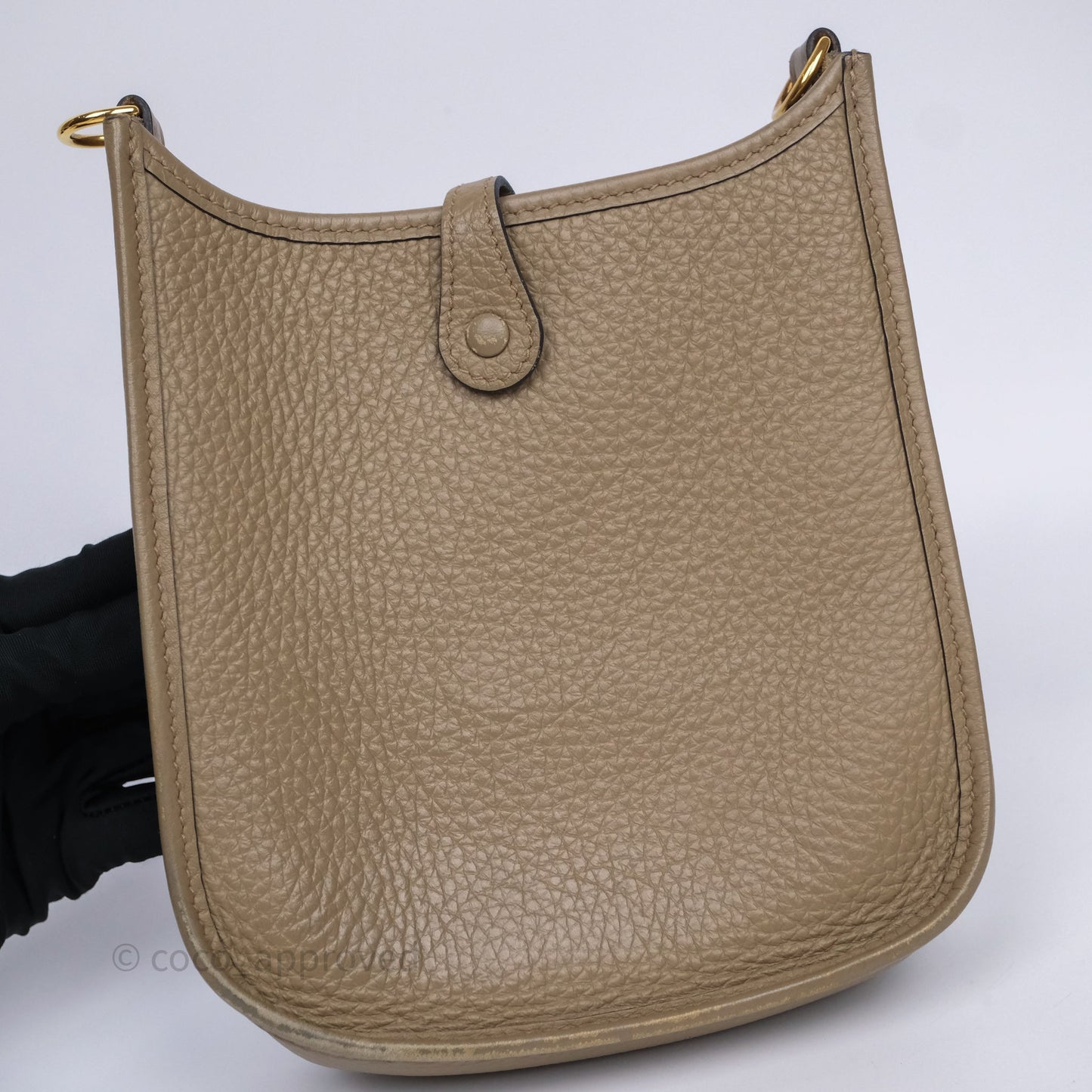Hermès Mini Evelyne 16 Beige Marfa 8Q Clemence Gold Hardware