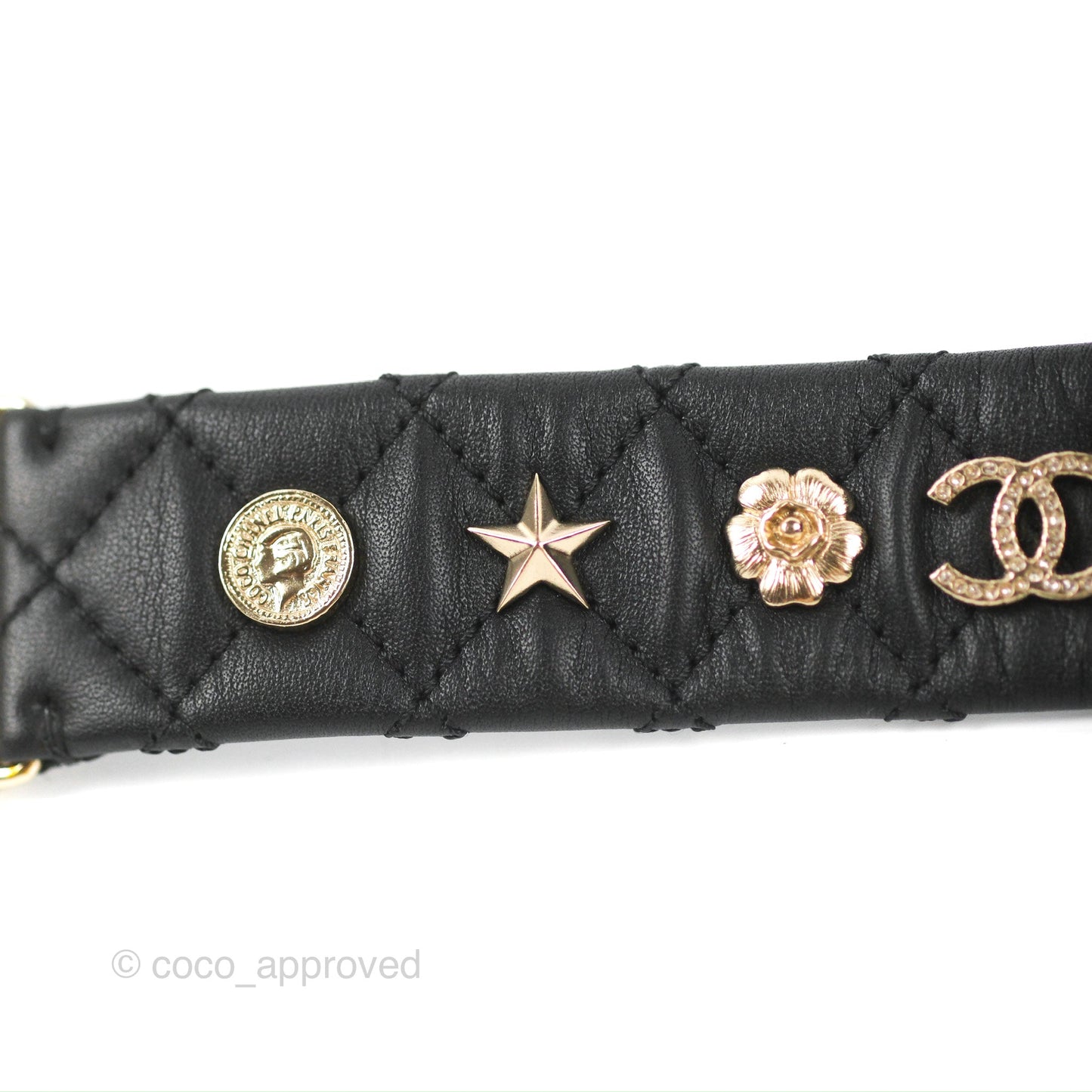 Chanel Leather CC Cuff Bracelet Black 20C