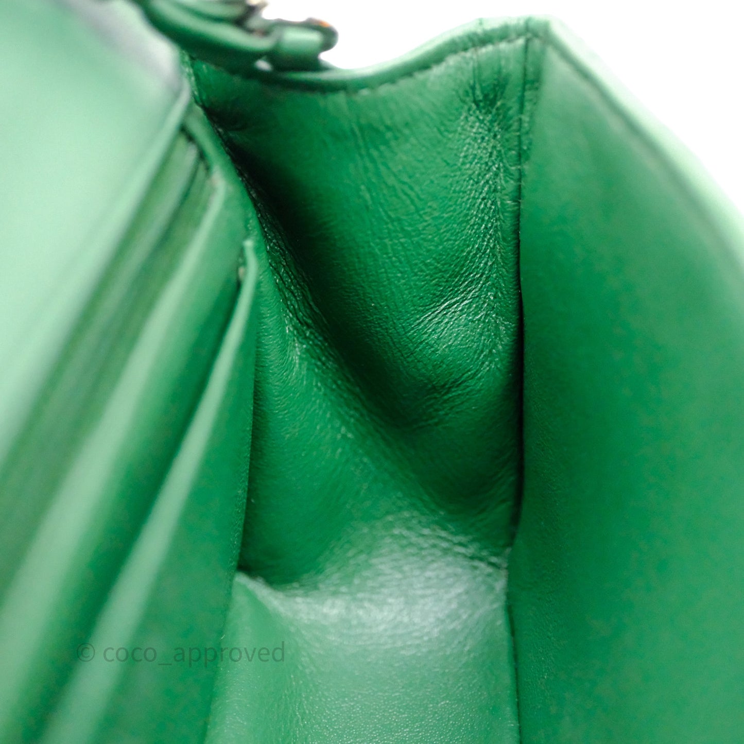 Chanel Mini Rectangular Quilted Lambskin Flap Bag Green Silver Hardware