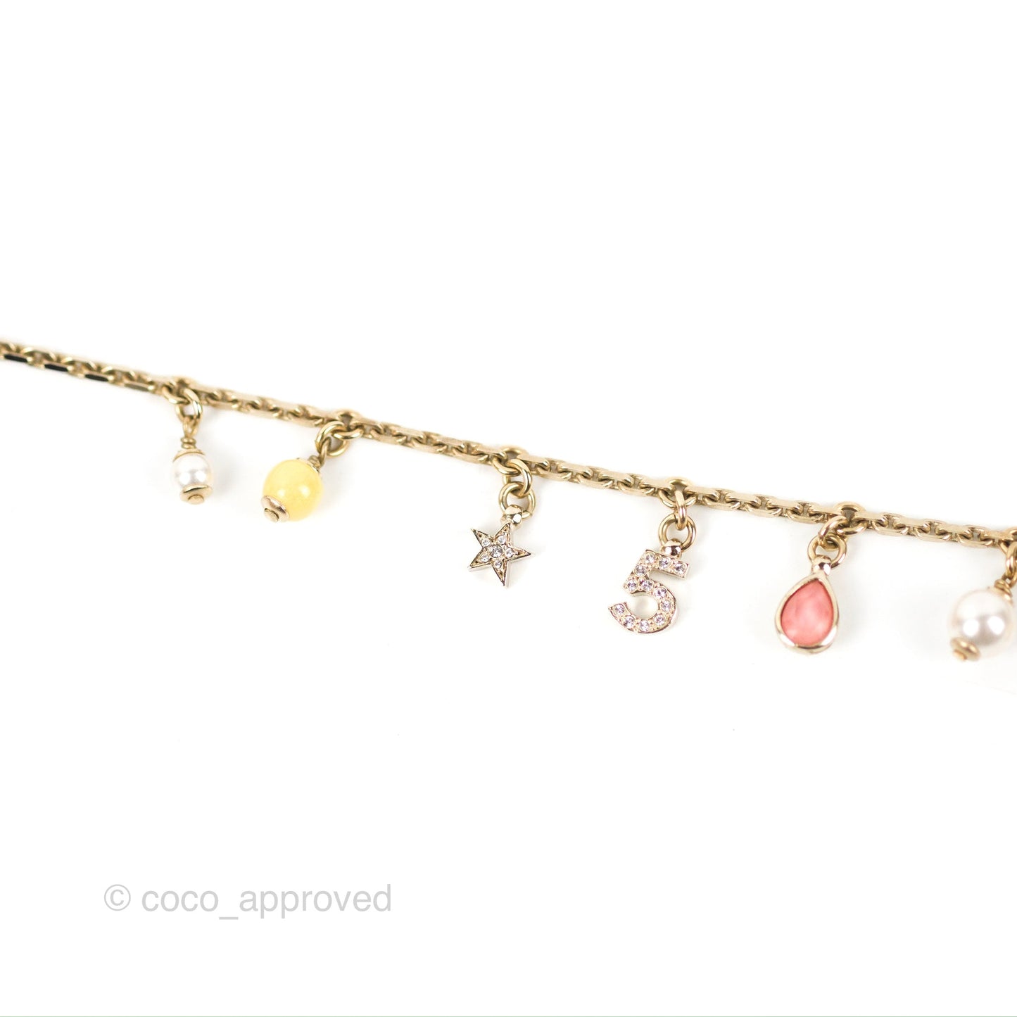 Chanel Crystal Resin CC Necklace Gold Tone 22S