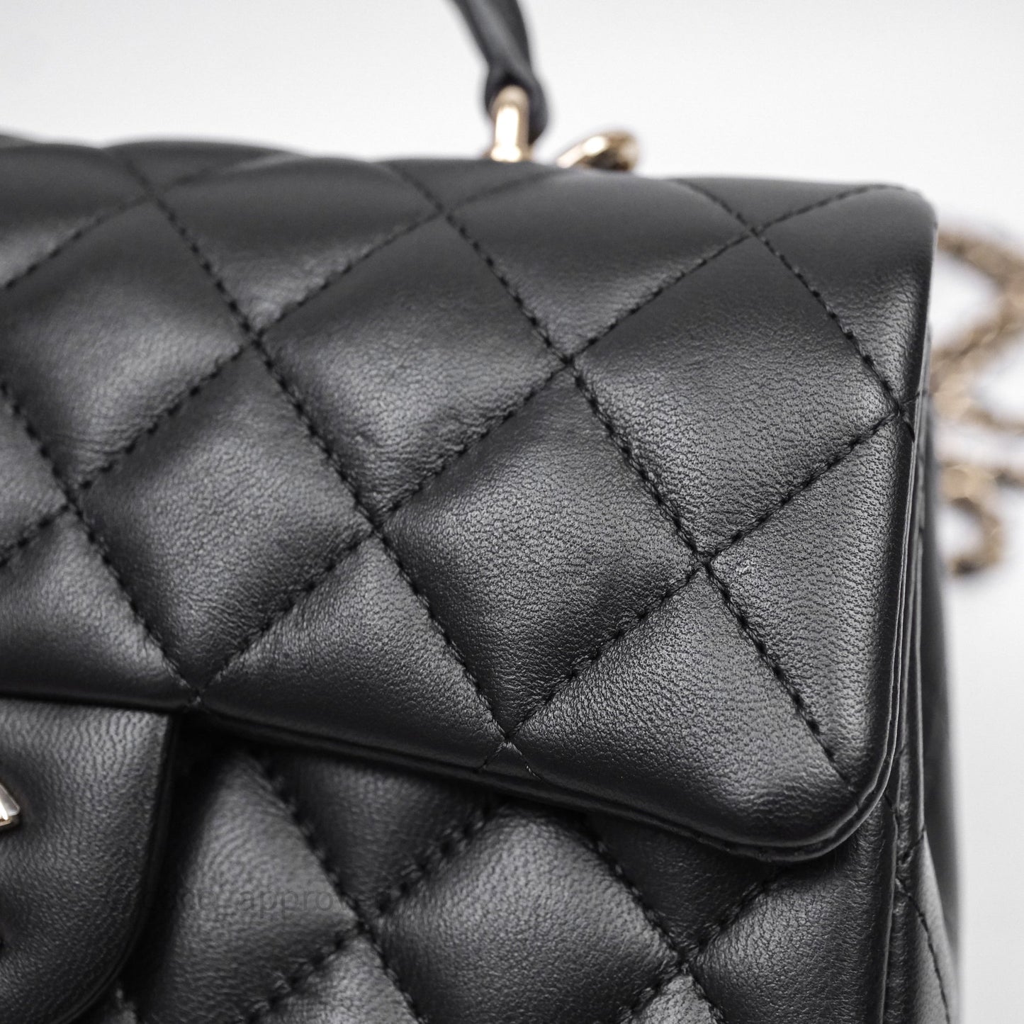 Chanel Top Handle Mini Rectangular Flap With Lion Charm Black Lambskin Gold Hardware