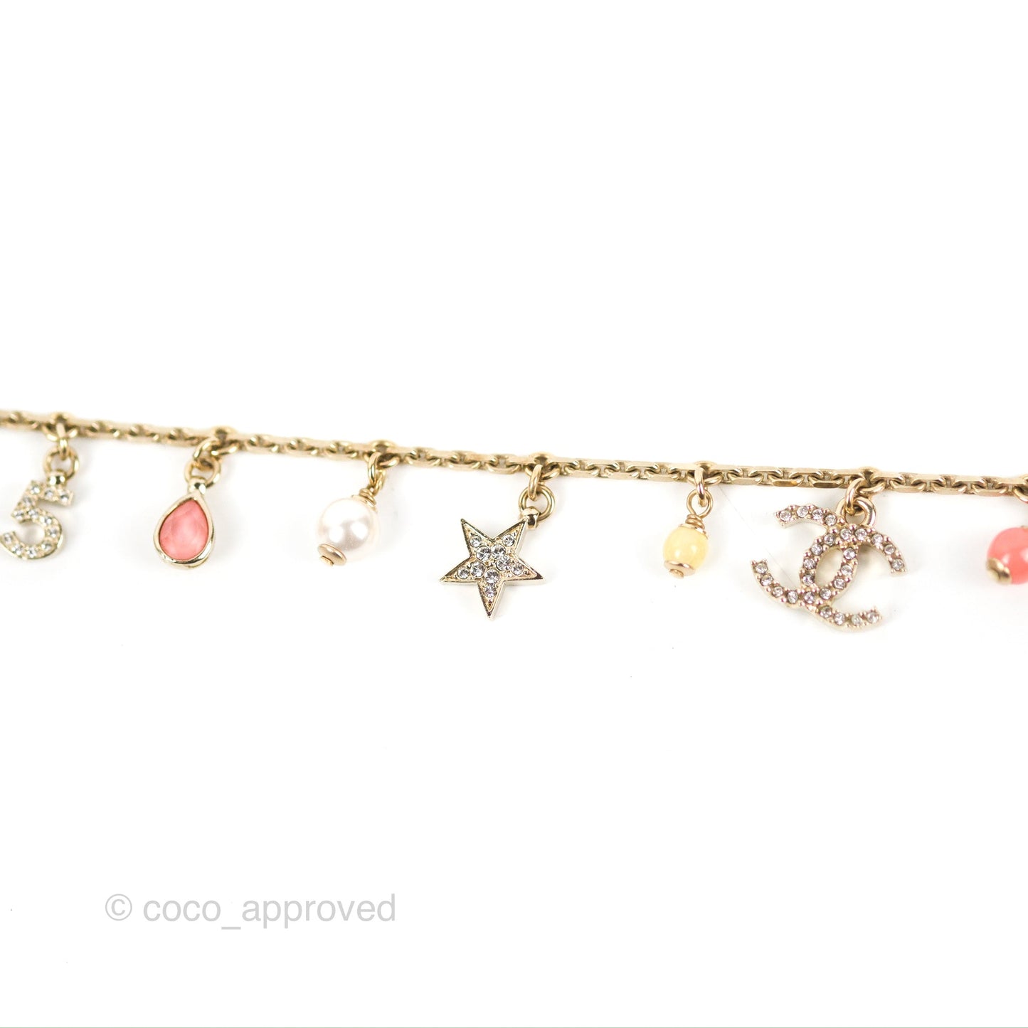 Chanel Crystal Resin CC Necklace Gold Tone 22S