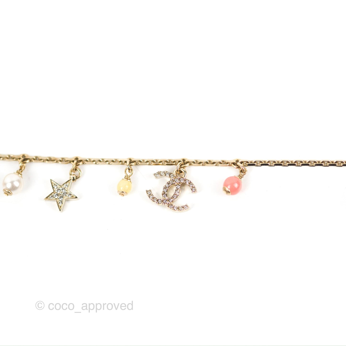 Chanel Crystal Resin CC Necklace Gold Tone 22S