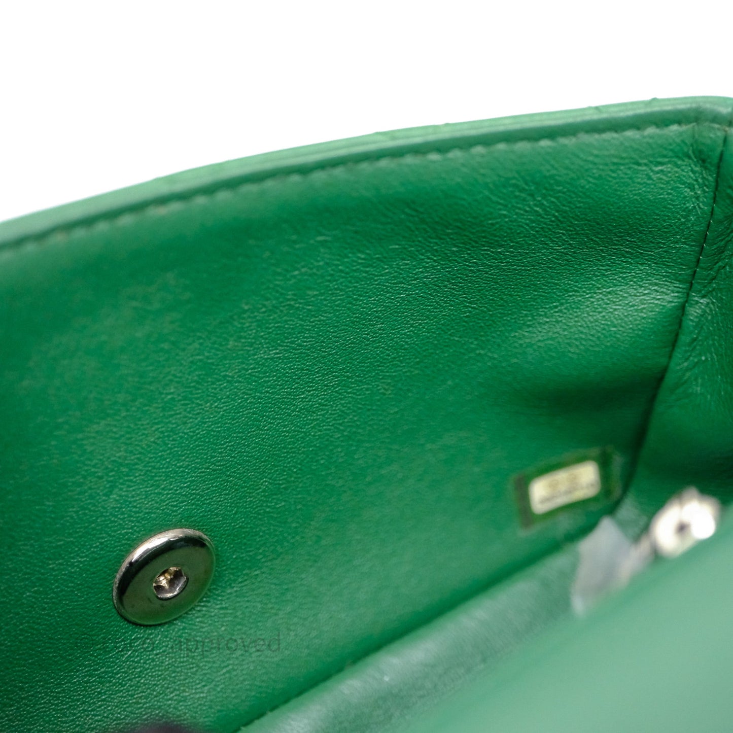 Chanel Mini Rectangular Quilted Lambskin Flap Bag Green Silver Hardware