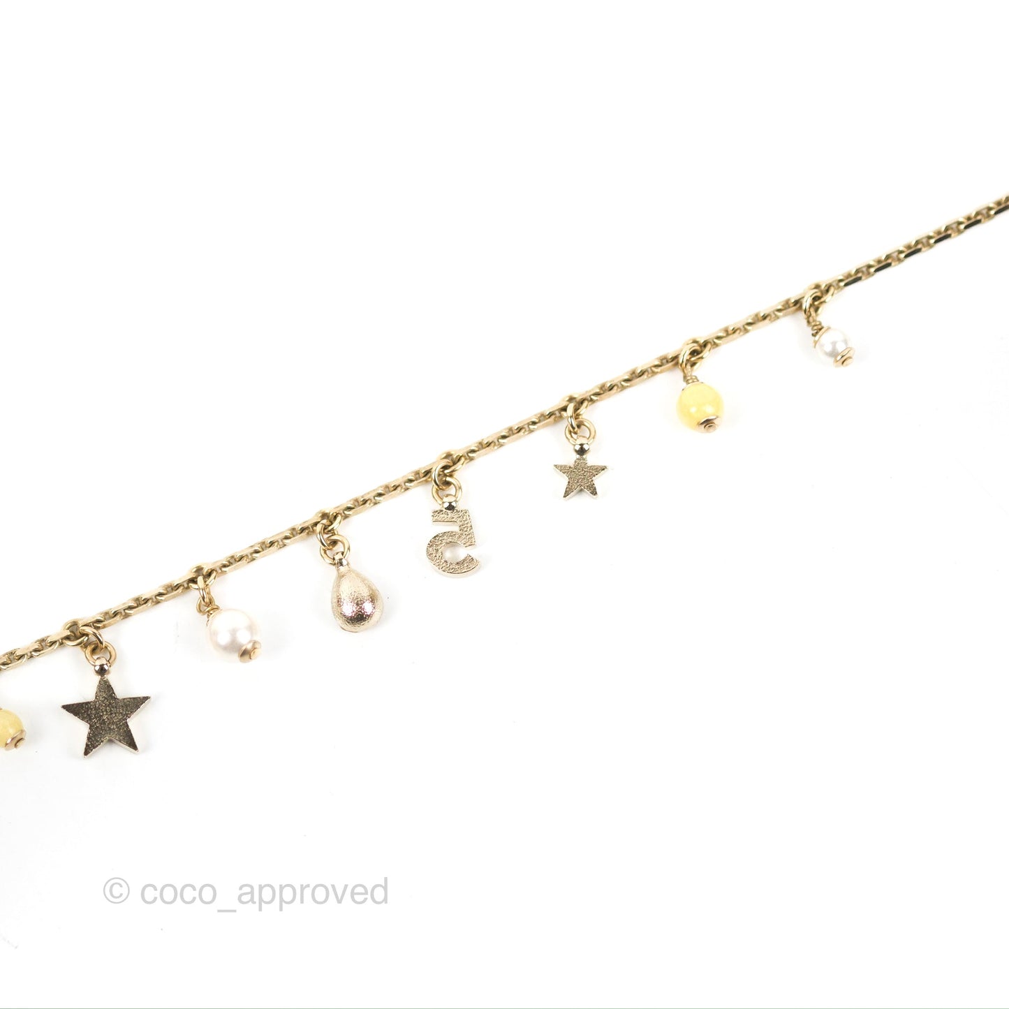 Chanel Crystal Resin CC Necklace Gold Tone 22S