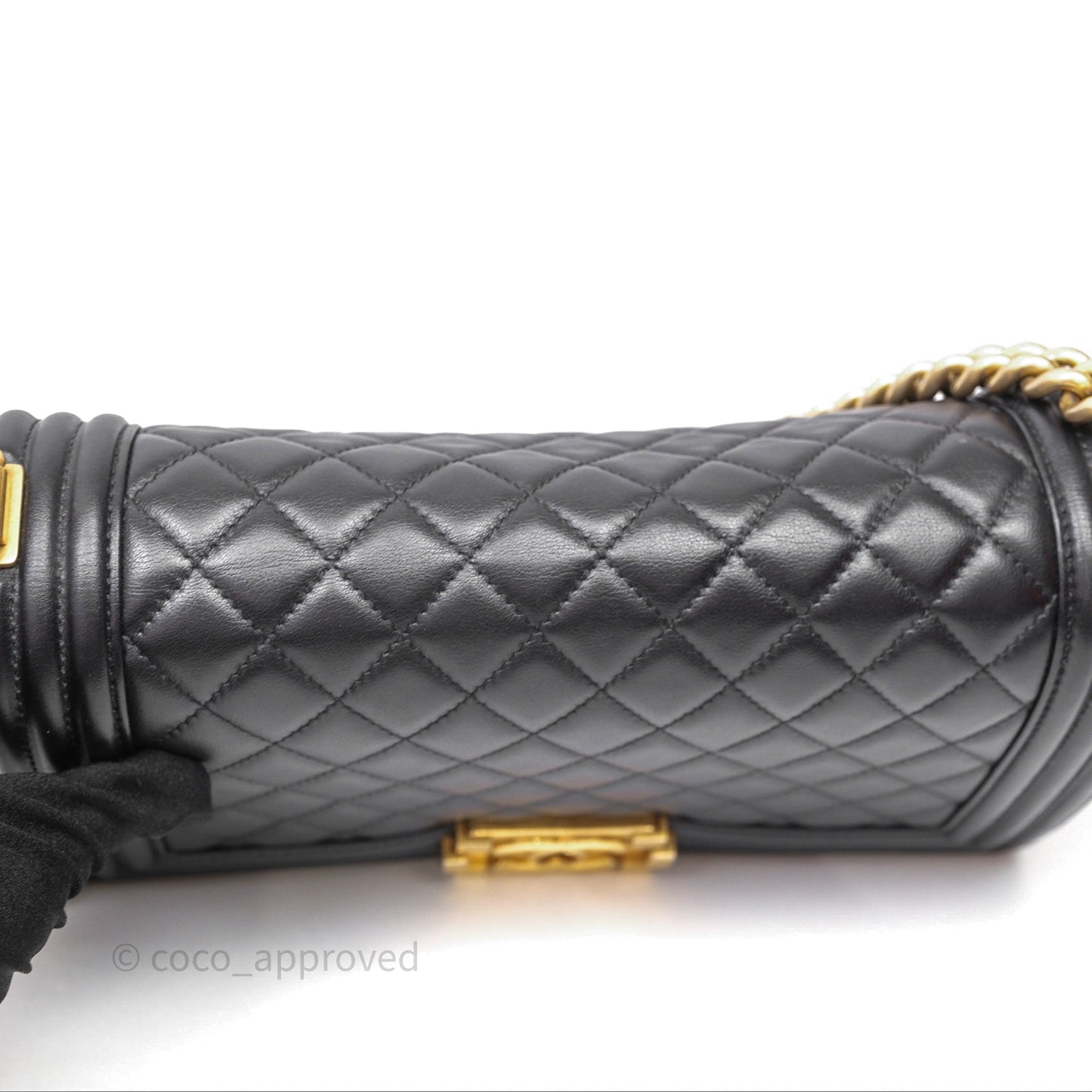 Chanel Medium Boy Quilted Black Calfskin Aged Gold Hardware