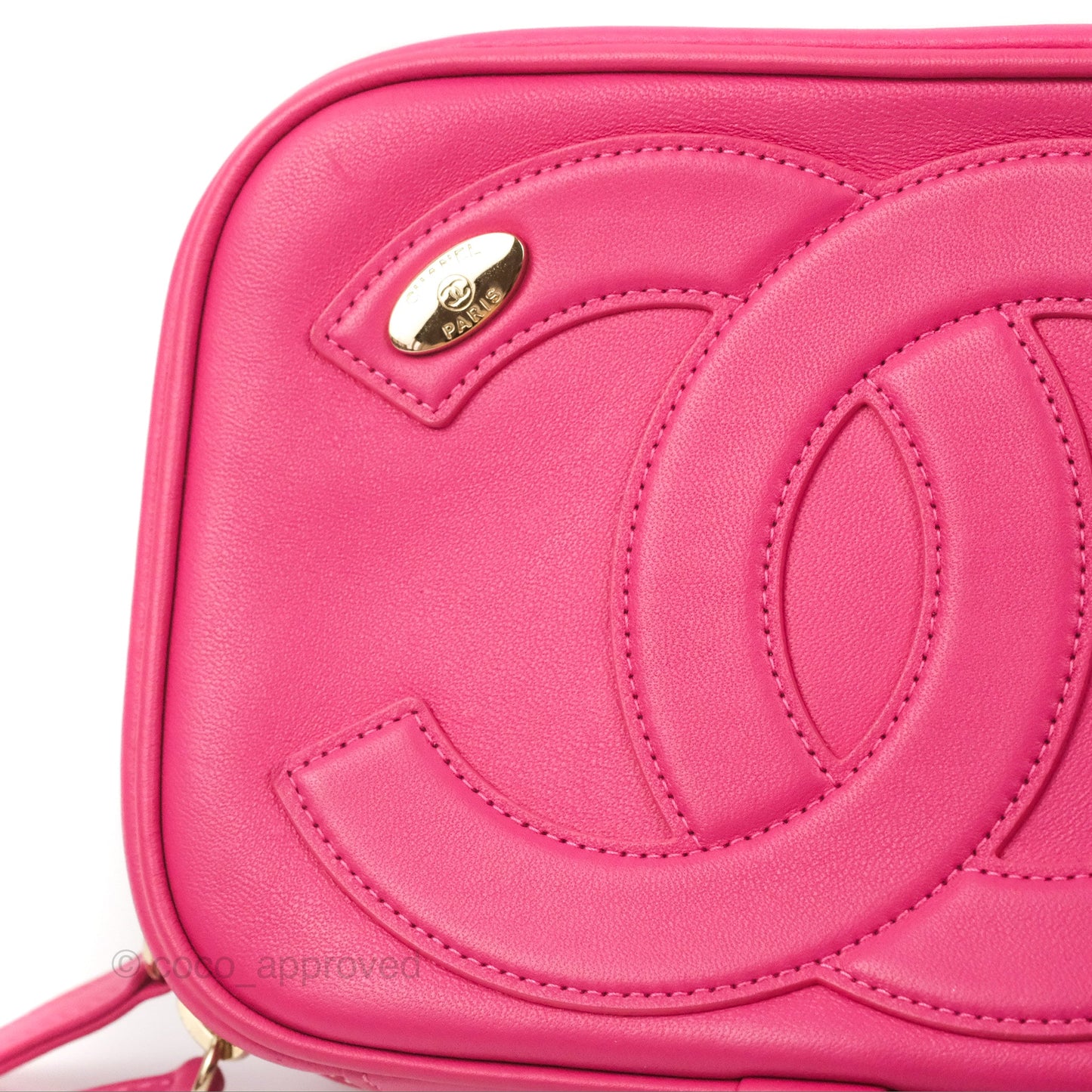Chanel CC Mania Camera Case Pink Lambskin Gold Hardware