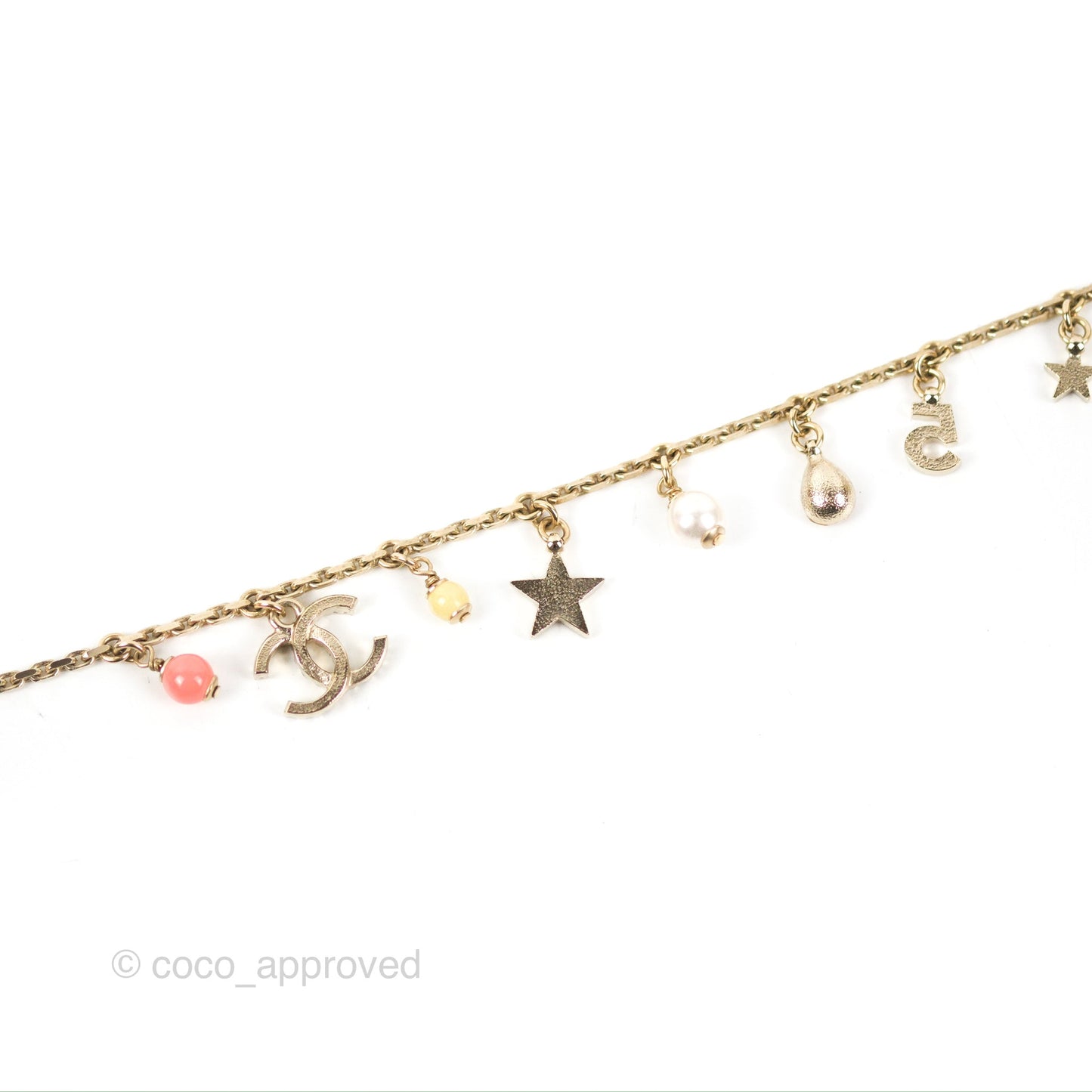 Chanel Crystal Resin CC Necklace Gold Tone 22S