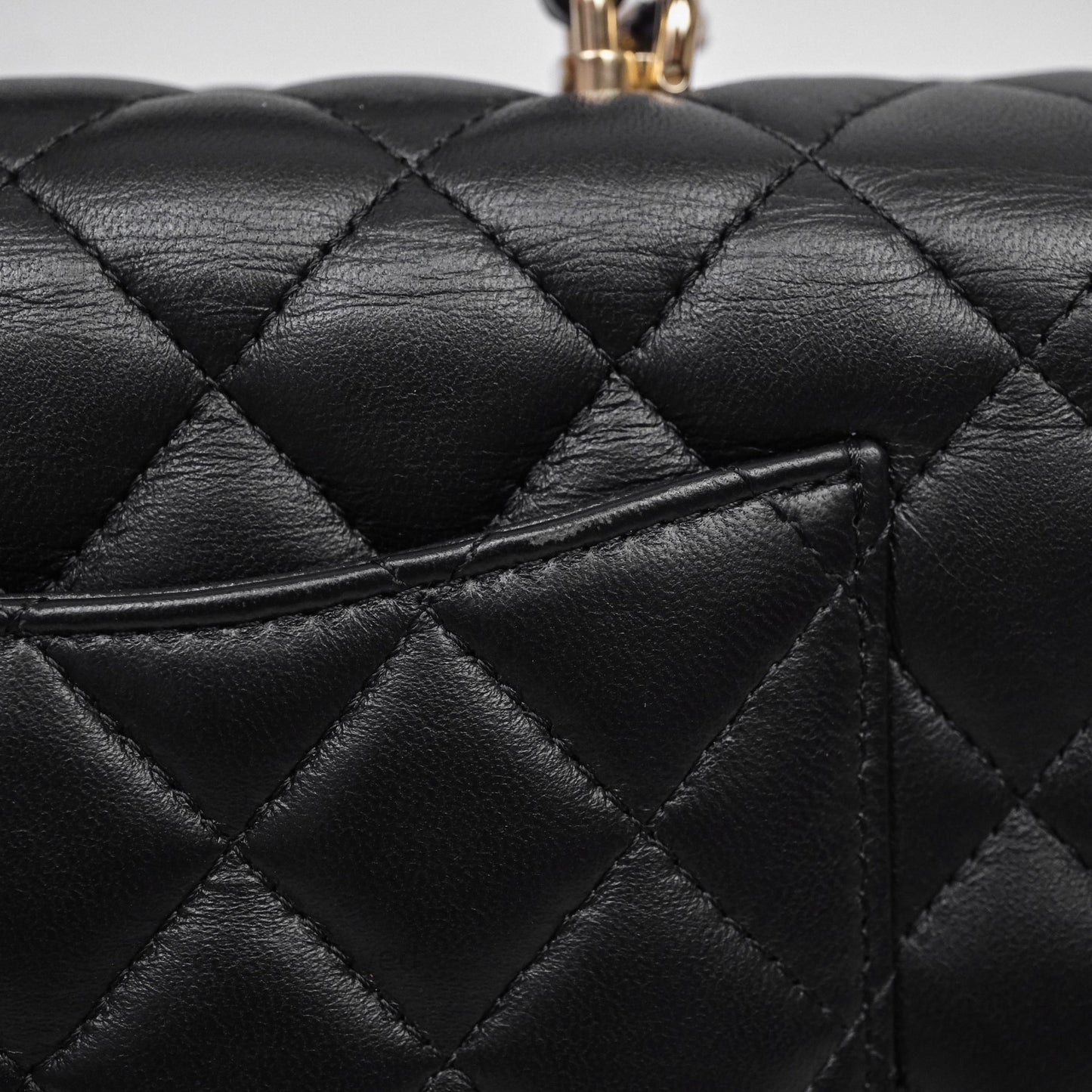 Chanel Top Handle Mini Rectangular Flap With Lion Charm Black Lambskin Gold Hardware