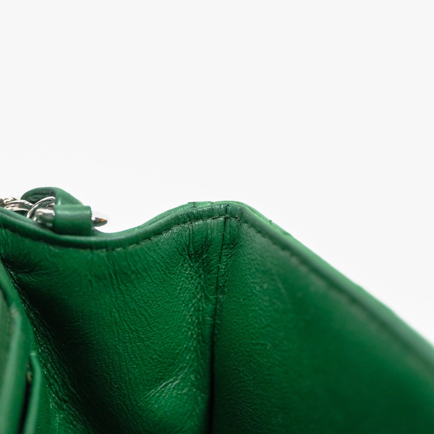 Chanel Mini Rectangular Quilted Lambskin Flap Bag Green Silver Hardware