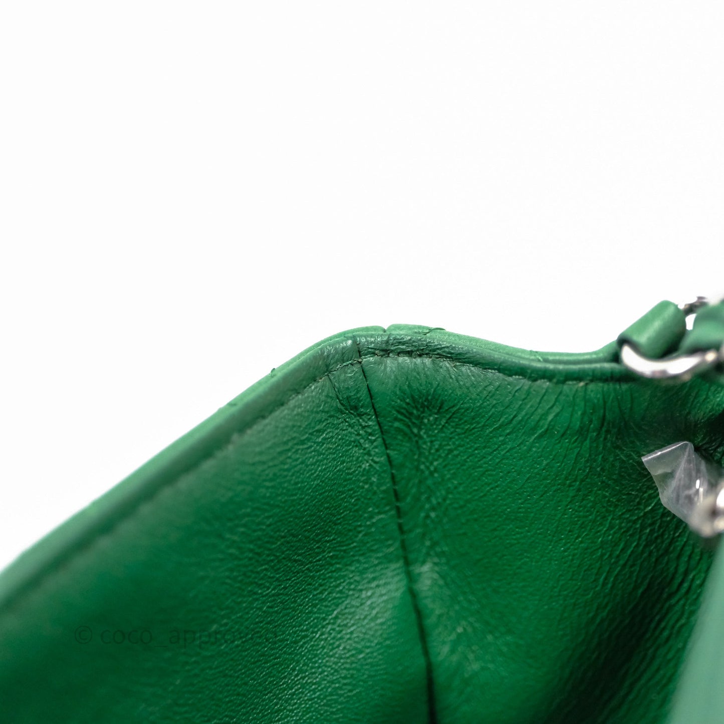 Chanel Mini Rectangular Quilted Lambskin Flap Bag Green Silver Hardware