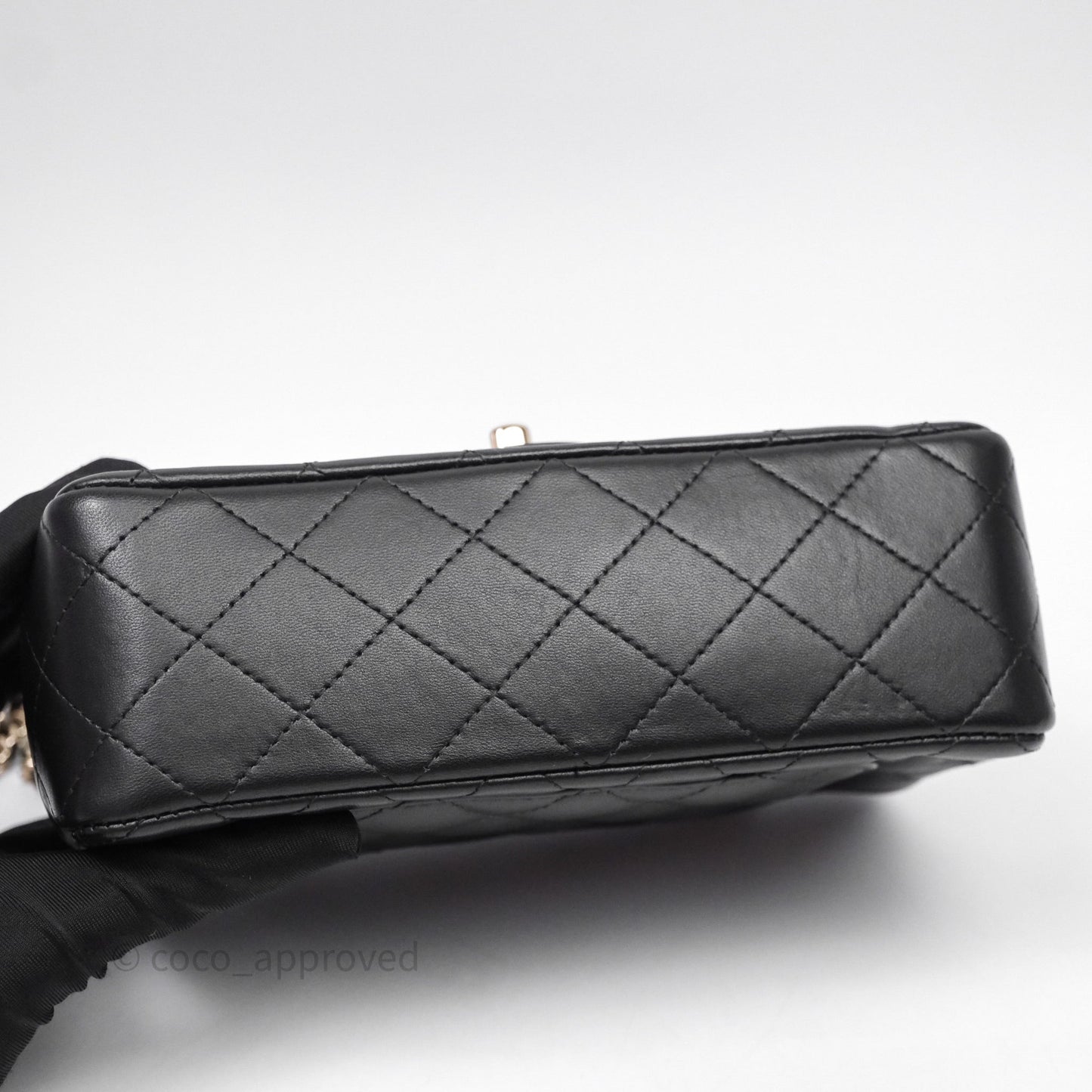 Chanel Top Handle Mini Rectangular Flap With Lion Charm Black Lambskin Gold Hardware