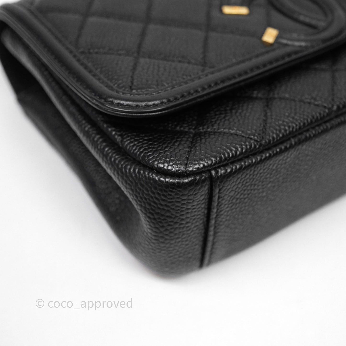 Chanel Small CC Filigree Flap Quilted Black Caviar Aged Gold Hardware