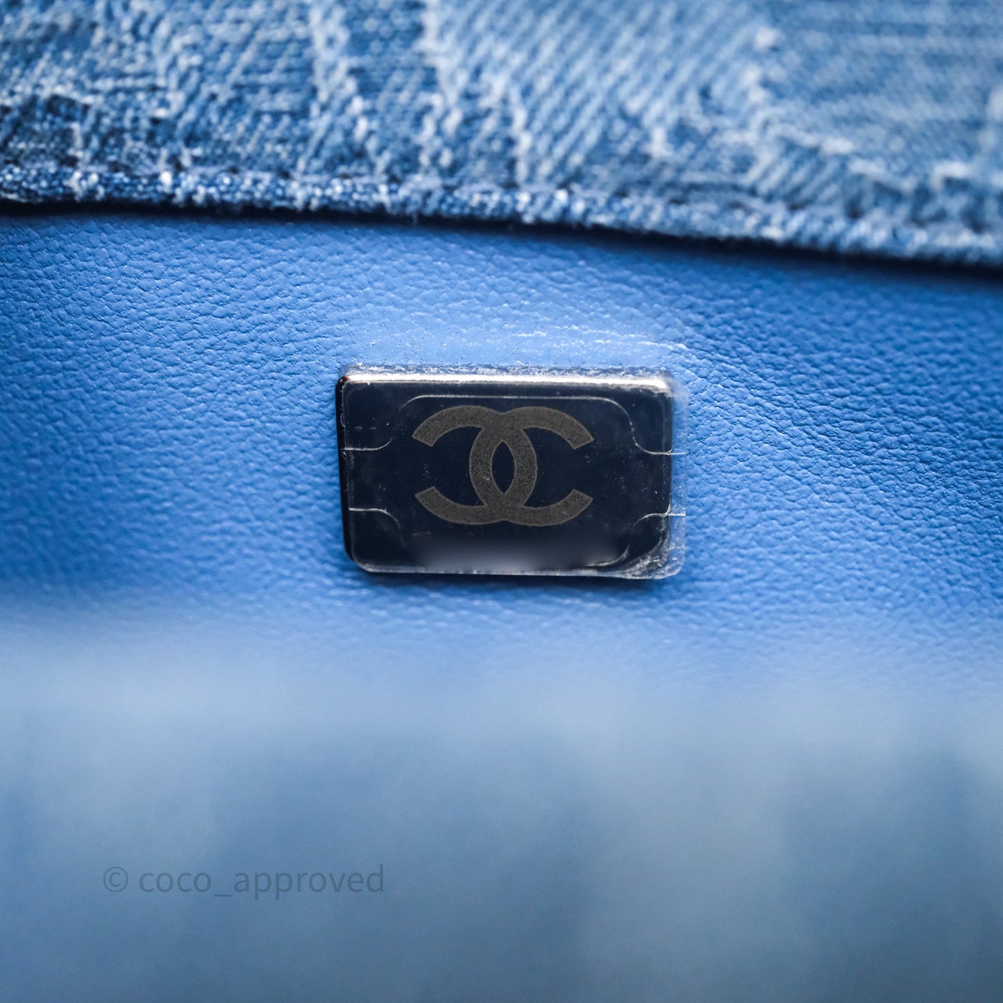Chanel Quilted Camellia Printed Heart Crush Mini Flap Bag Blue Denim Aged Silver Hardware