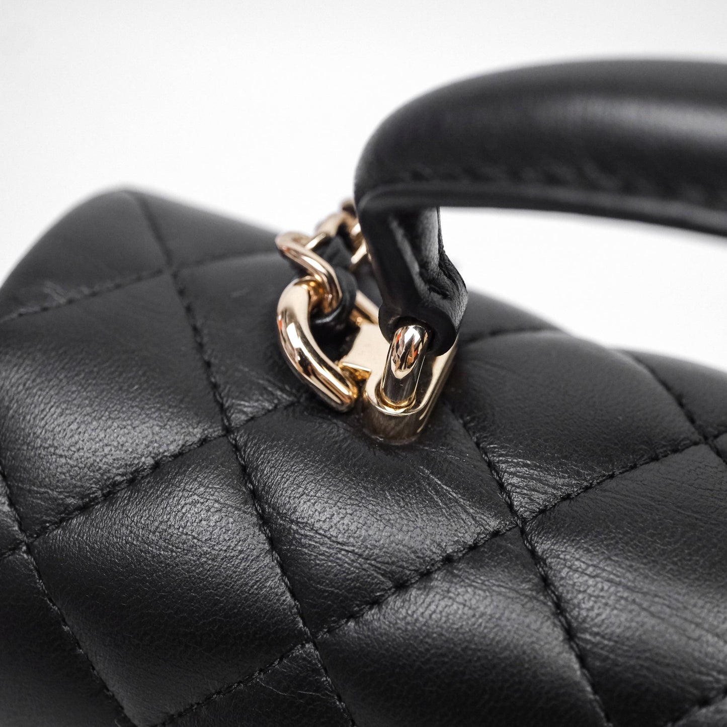 Chanel Top Handle Mini Rectangular Flap With Lion Charm Black Lambskin Gold Hardware