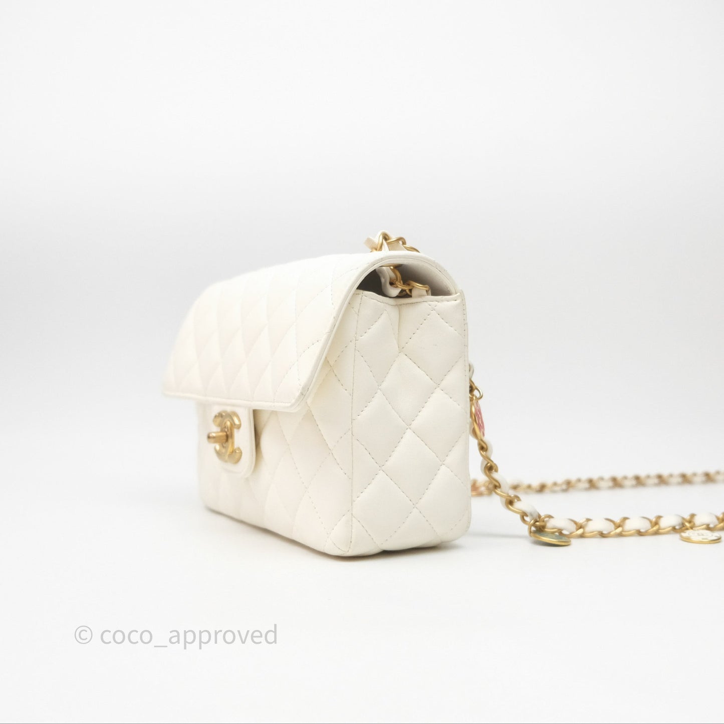 Chanel Casino Chips Chain White Lambskin Flap Bag