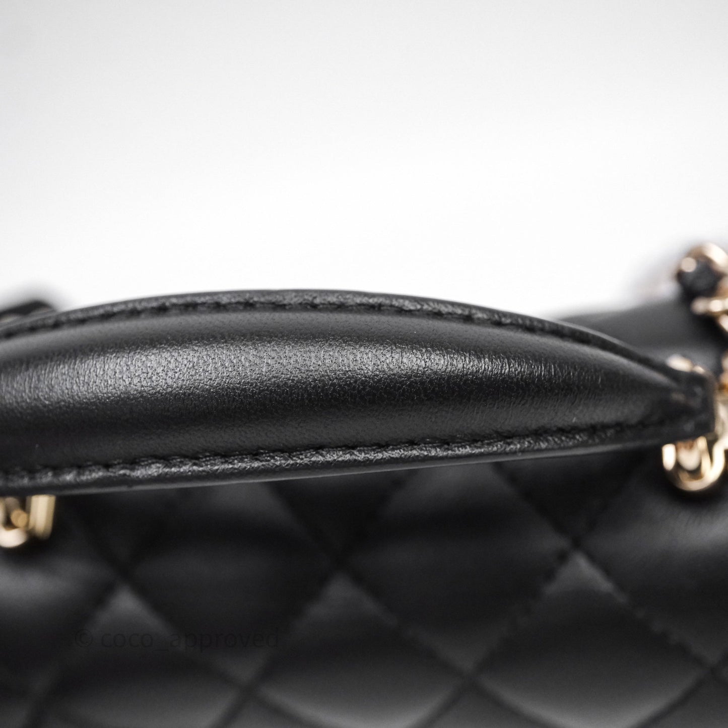 Chanel Top Handle Mini Rectangular Flap With Lion Charm Black Lambskin Gold Hardware