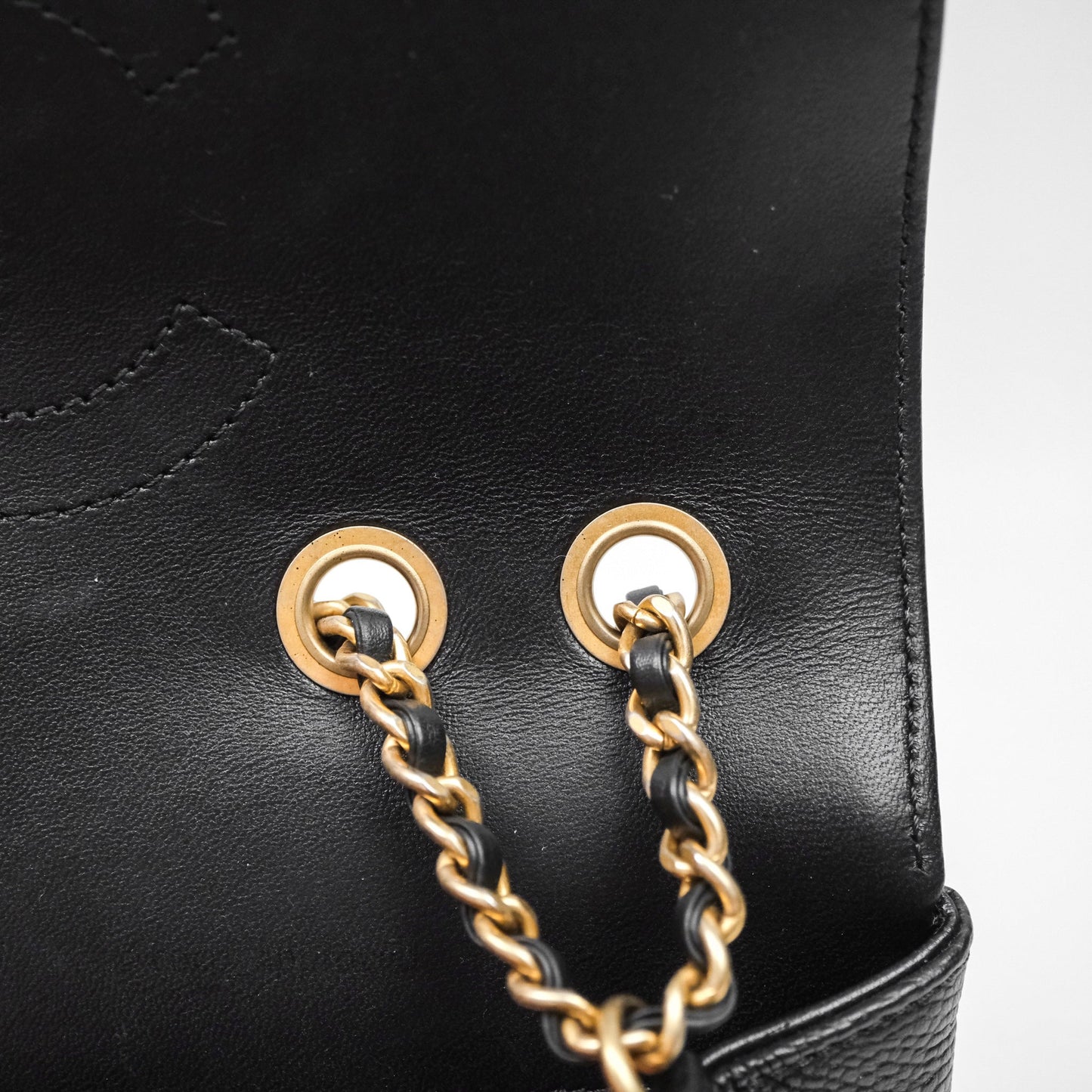 Chanel Small CC Filigree Flap Quilted Black Caviar Aged Gold Hardware