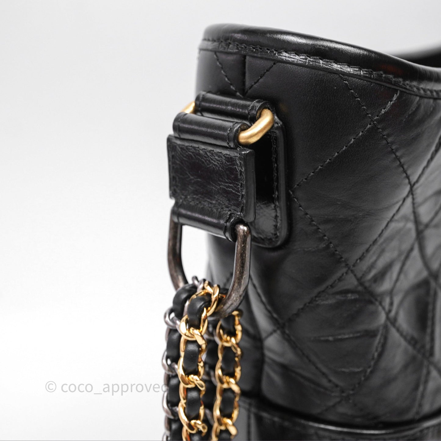 Chanel New Medium Gabrielle Hobo Quilted Black Aged Calfskin