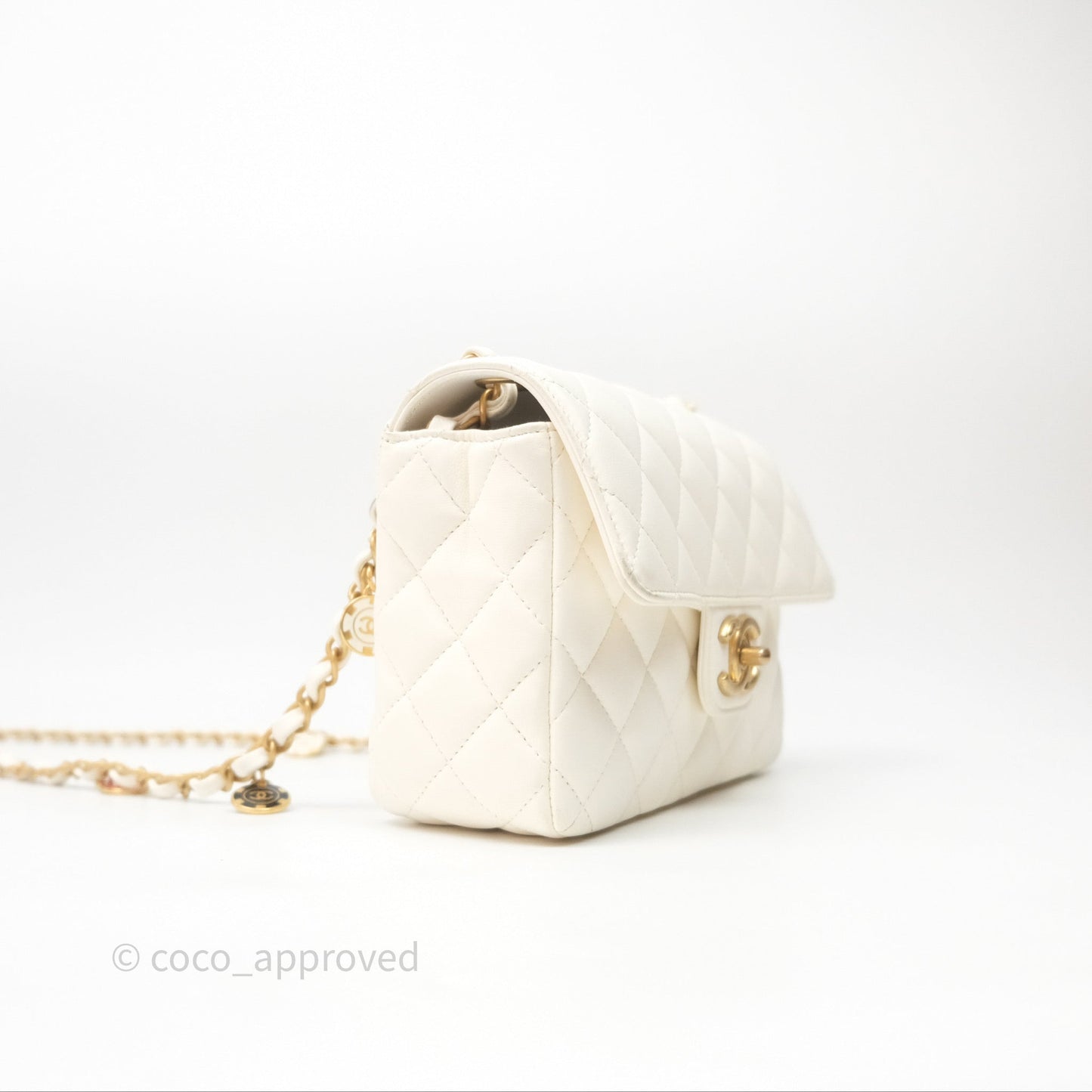 Chanel Casino Chips Chain White Lambskin Flap Bag
