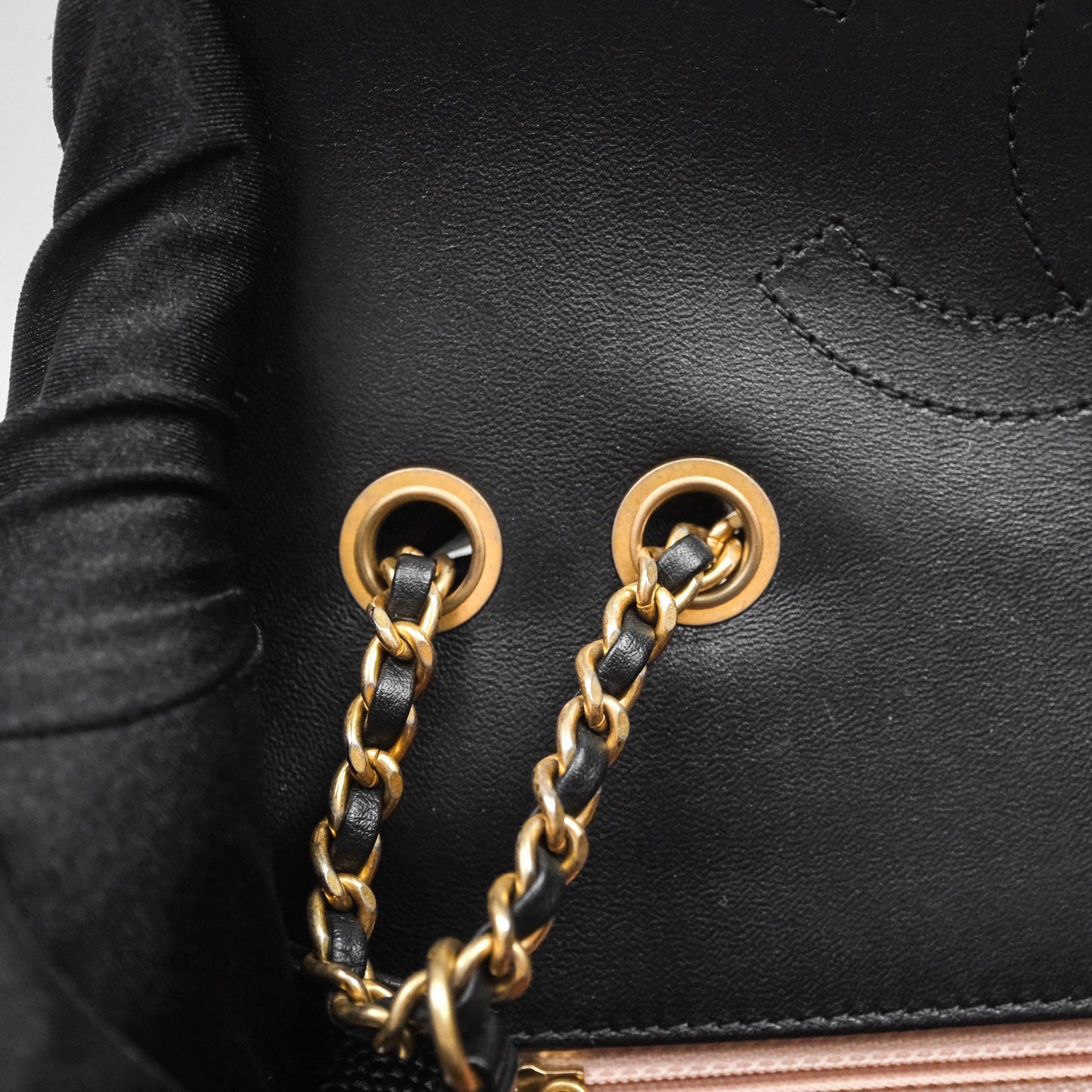 Chanel Small CC Filigree Flap Quilted Black Caviar Aged Gold Hardware
