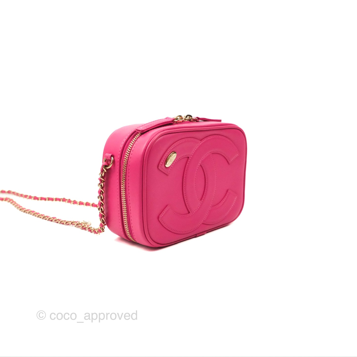 Chanel CC Mania Camera Case Pink Lambskin Gold Hardware