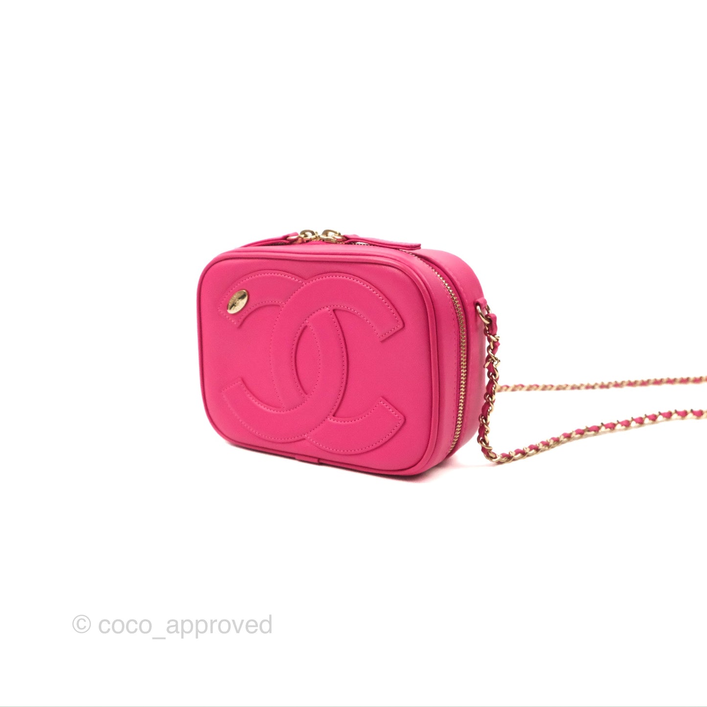 Chanel CC Mania Camera Case Pink Lambskin Gold Hardware