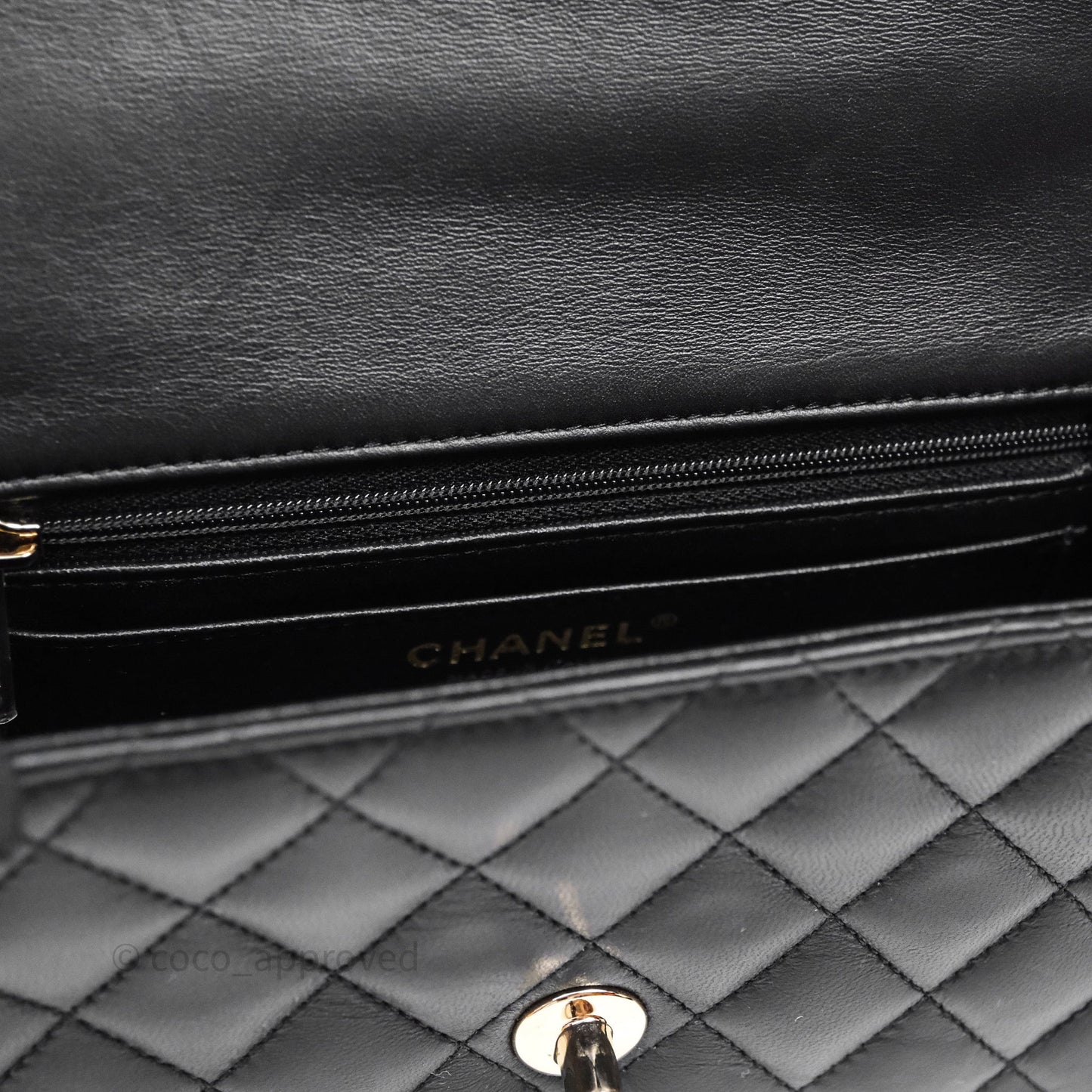 Chanel Top Handle Mini Rectangular Flap With Lion Charm Black Lambskin Gold Hardware