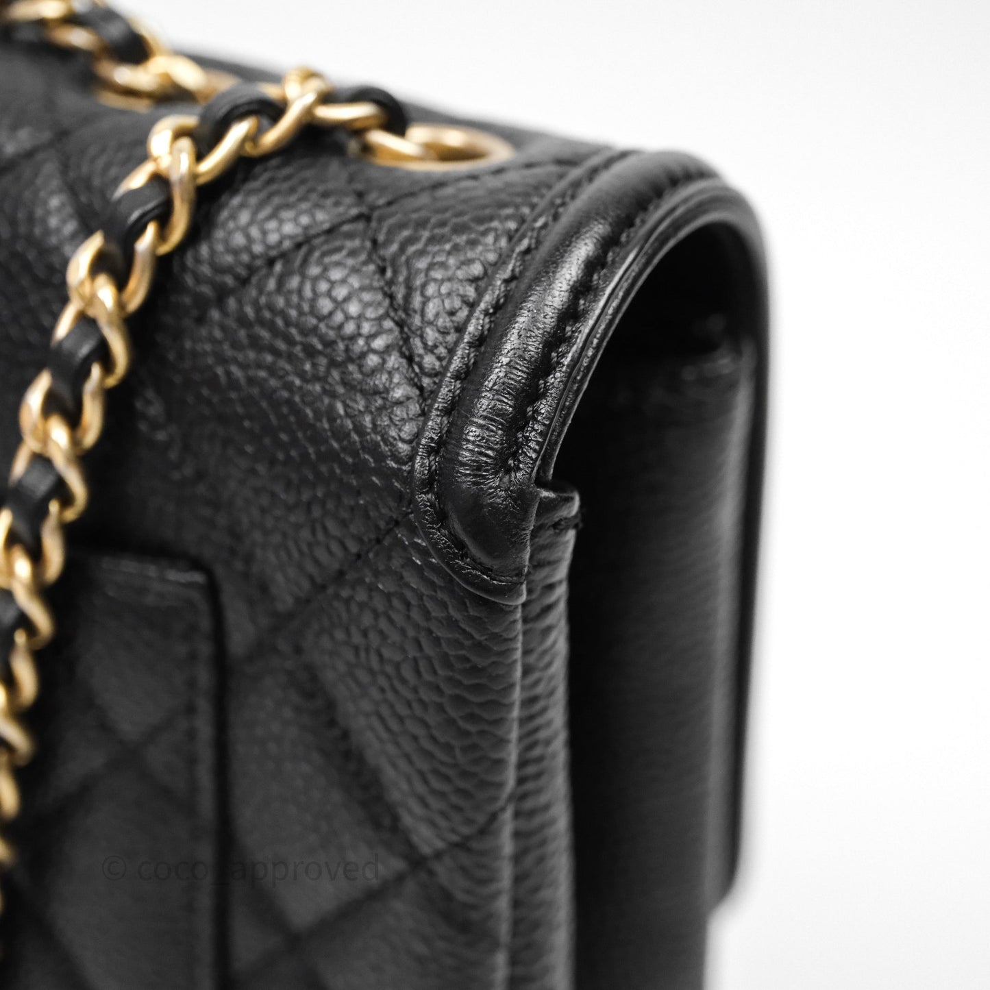 Chanel Small CC Filigree Flap Quilted Black Caviar Aged Gold Hardware